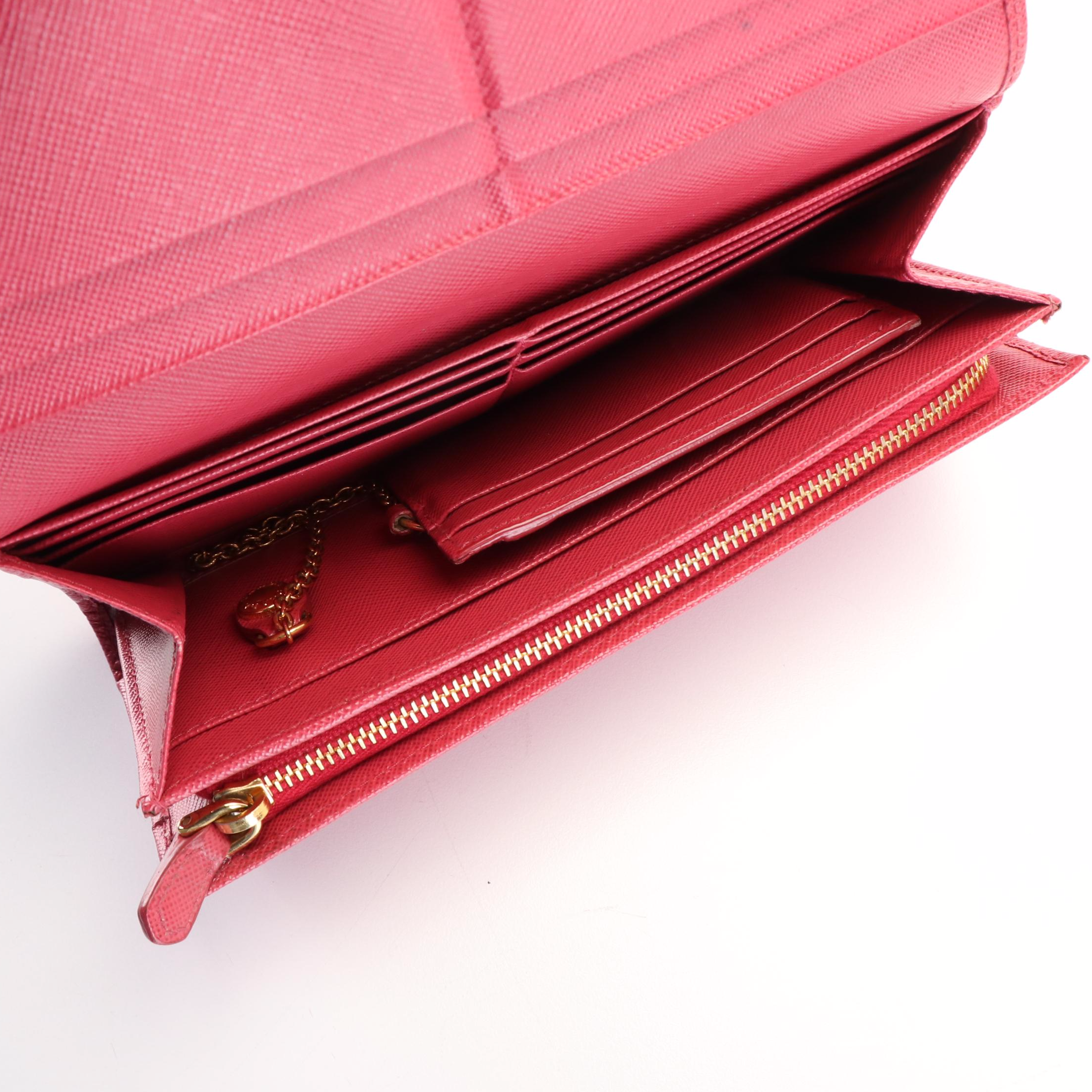 Prada Peonia Saffiano Leather Continental Wallet