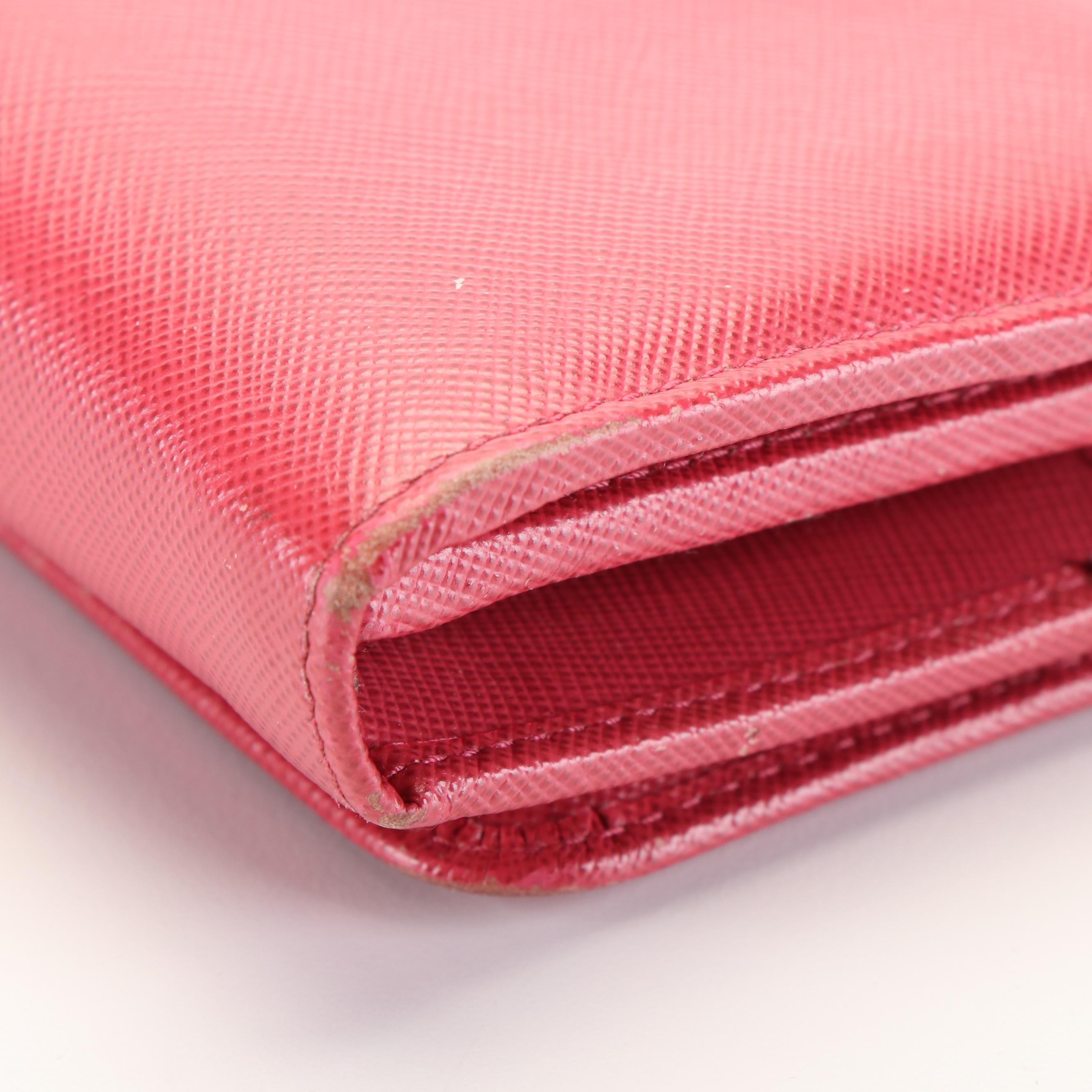 Prada Peonia Saffiano Leather Continental Wallet