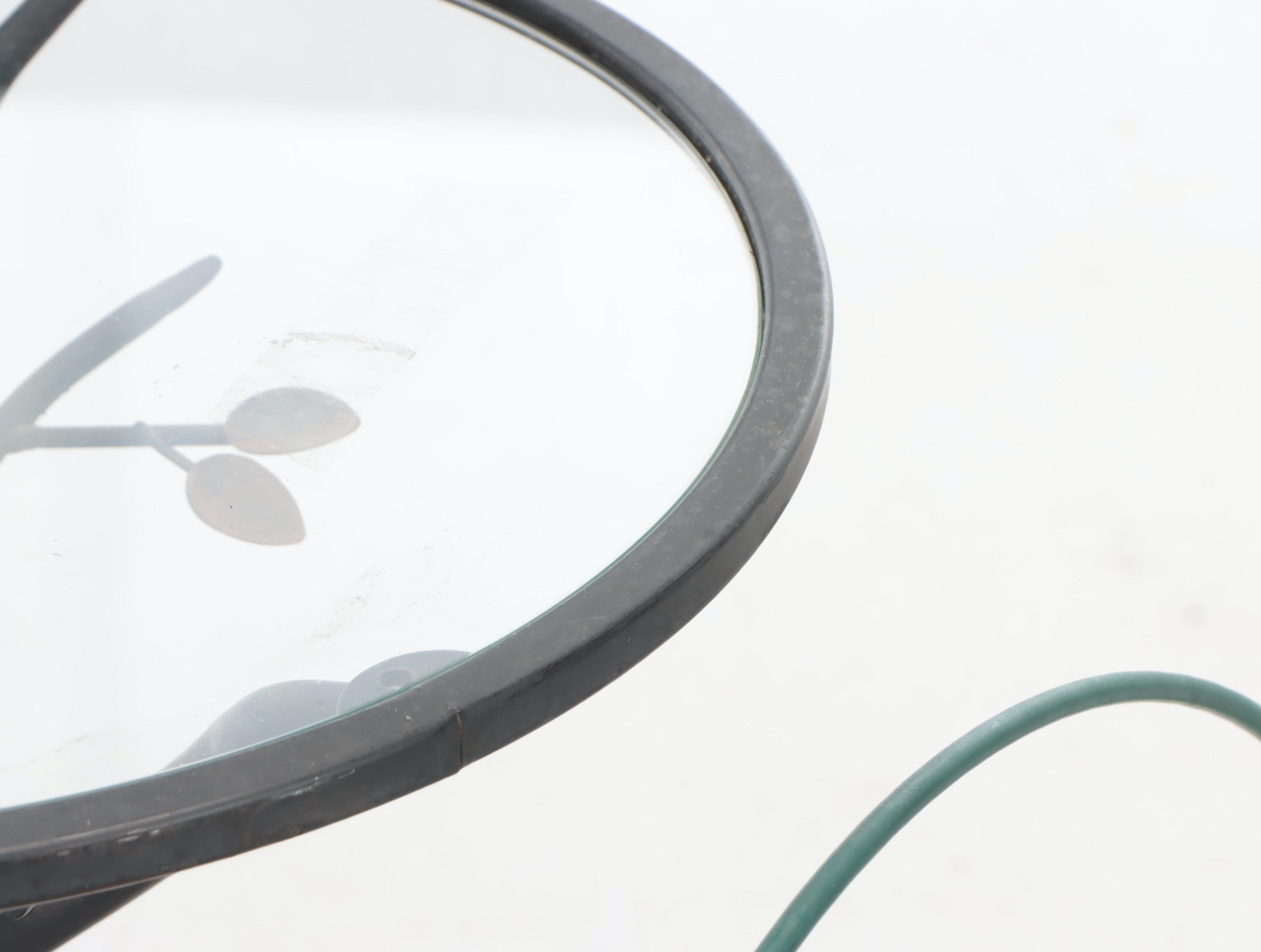 Wrought Iron Tricycle Flower Basket With Wire Beverage Cart and Accent Table