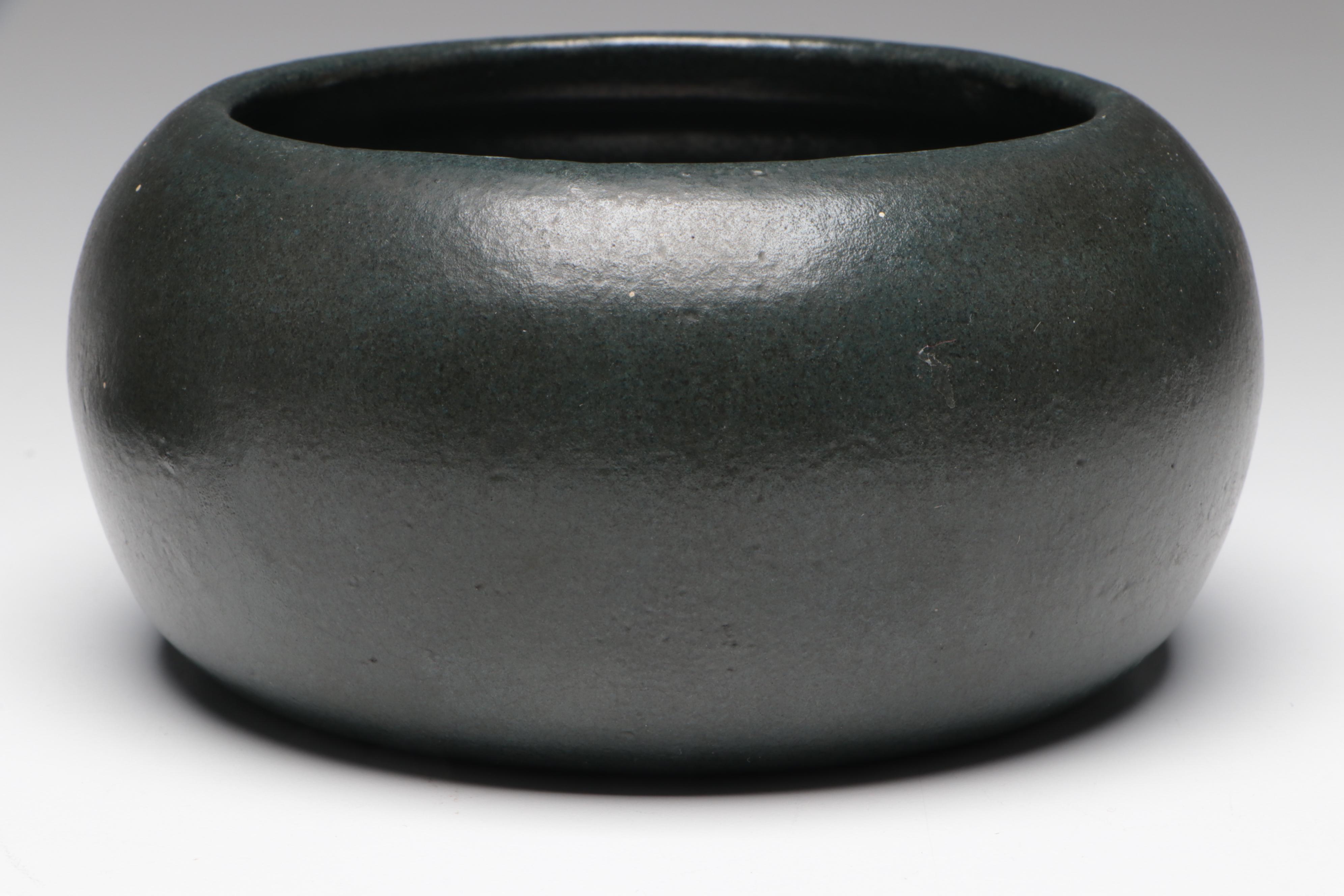 Paul Revere Pottery Black Matte Glaze Bowls and Plates, Early 20th Century