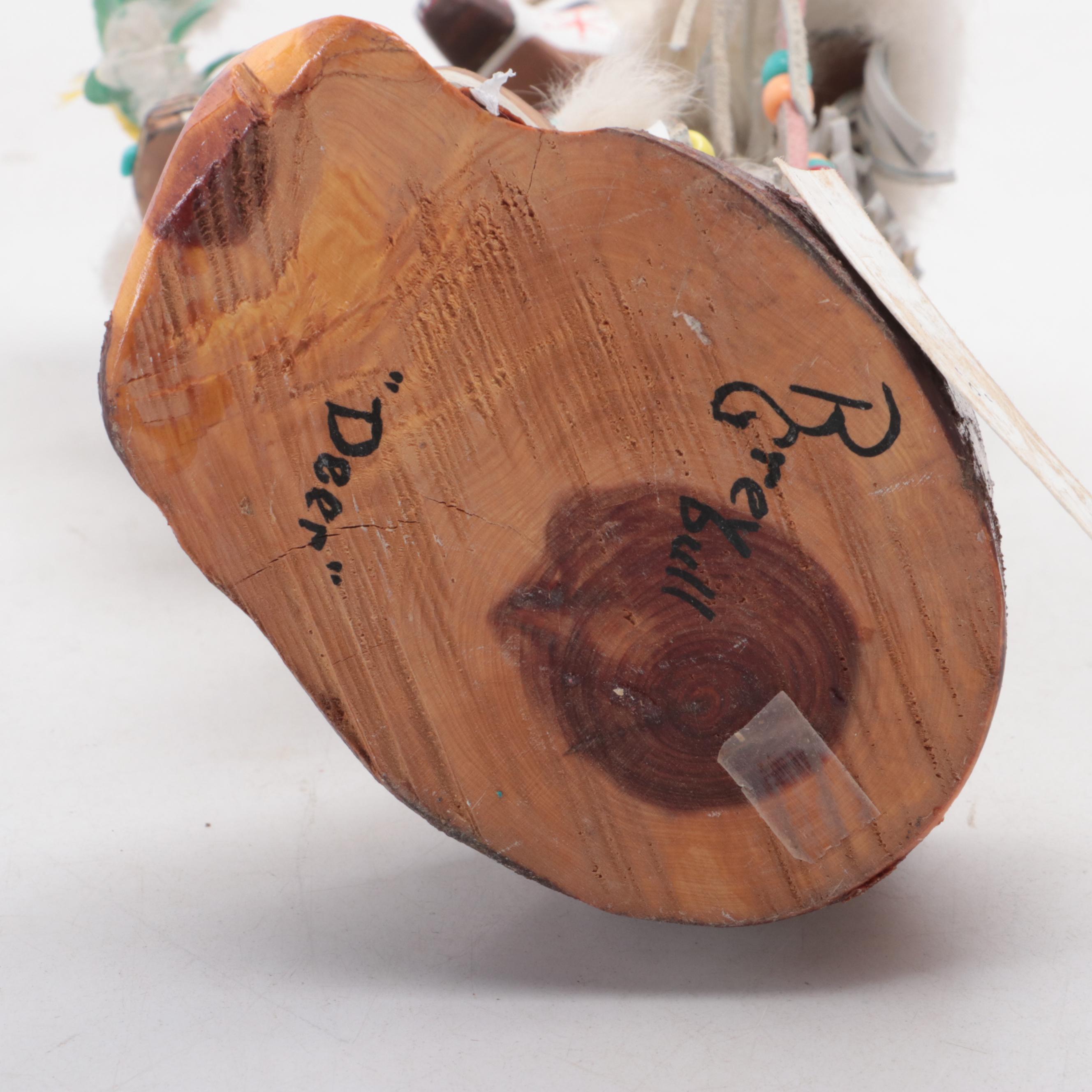 R. GreyBull "Wolf" & " Deer" w./ Jacida Lowley "Buffalo Warrior" Signed Kachinas