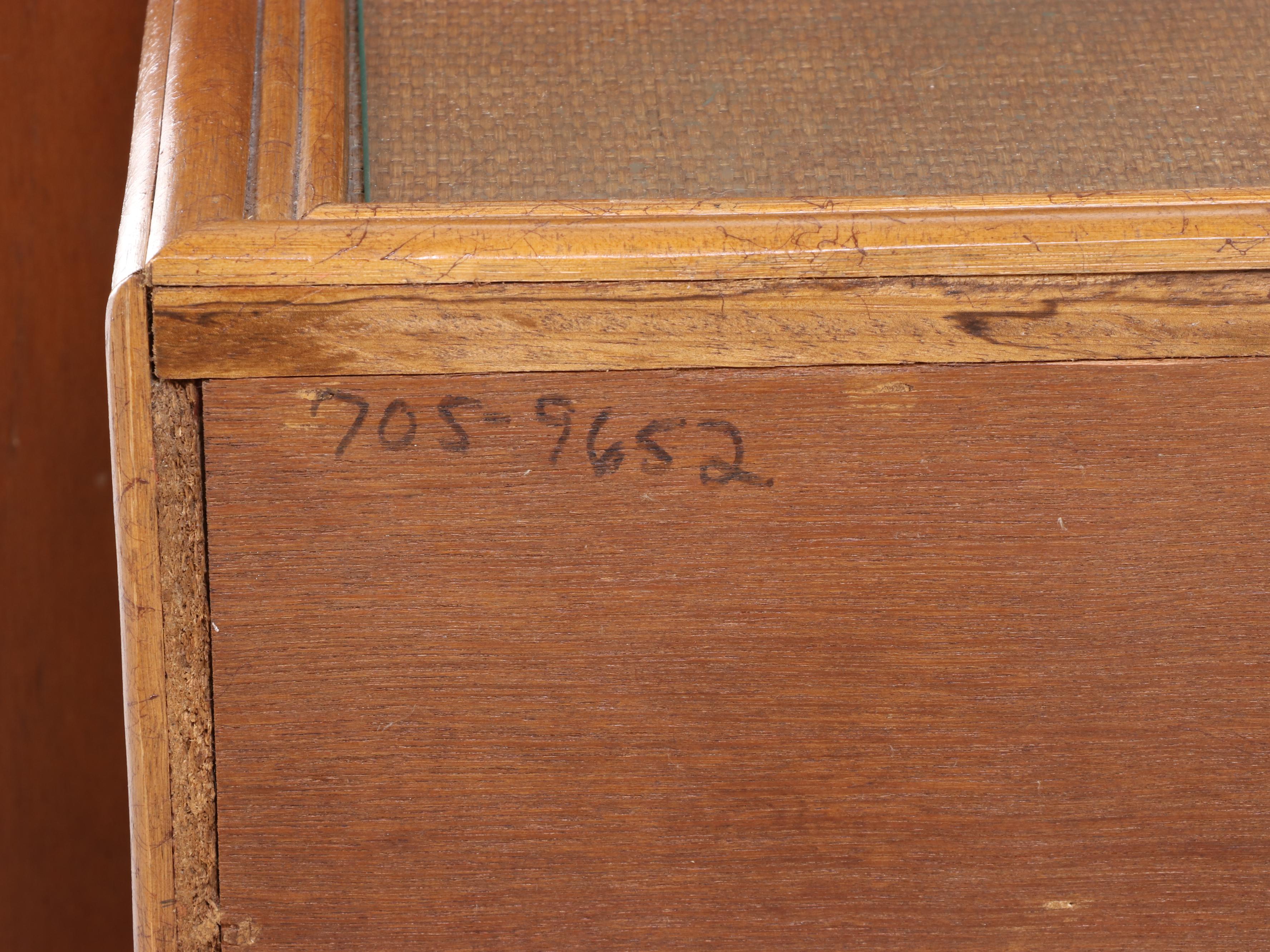 Modernist Rattan and Caned Four-Drawer Chest Plus Three-Drawer Nightstand