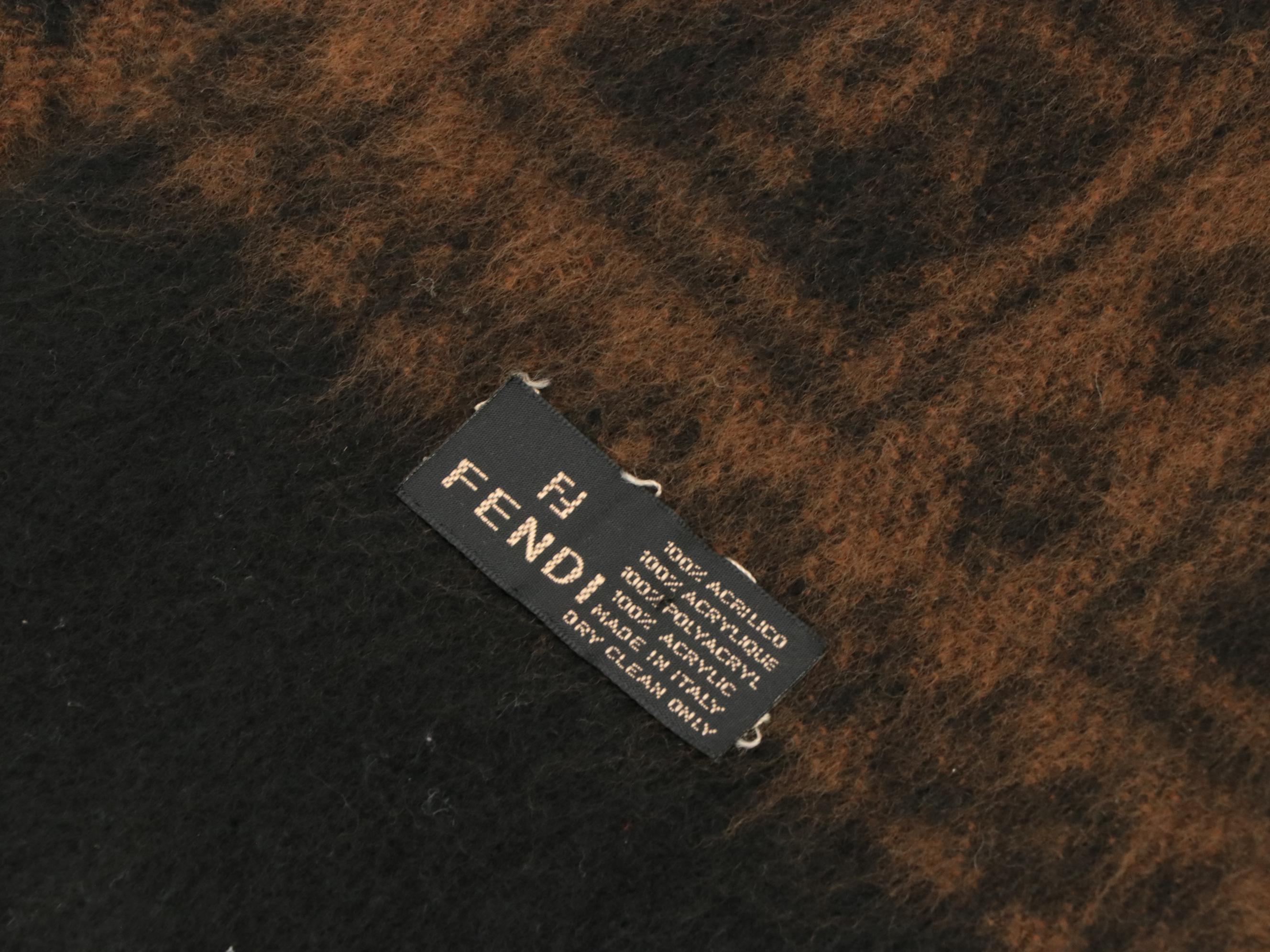 Fendi Vintage Printed Acrylic Fringe Hem Scarf