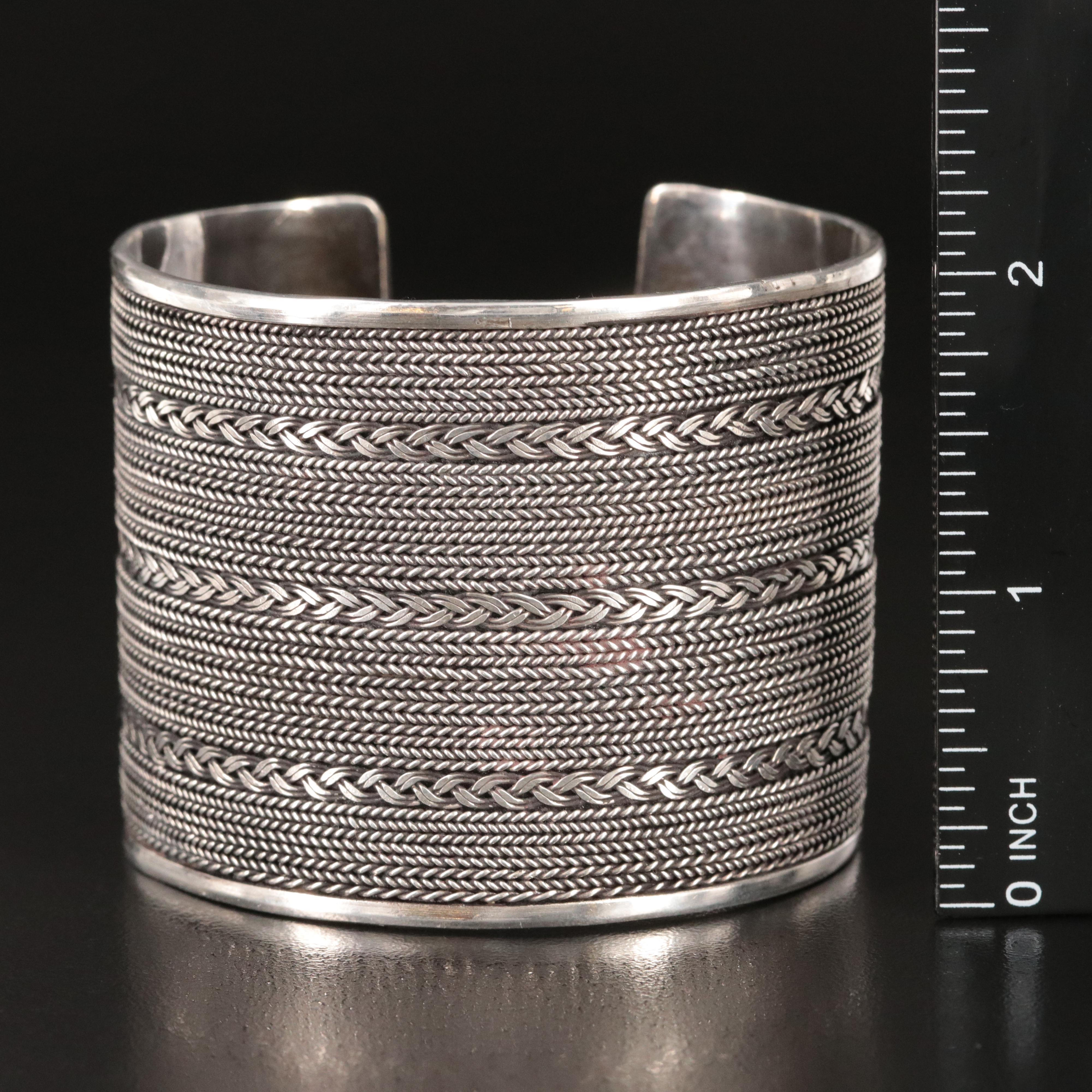 Sterling Cuff with Braided Wire Inlay