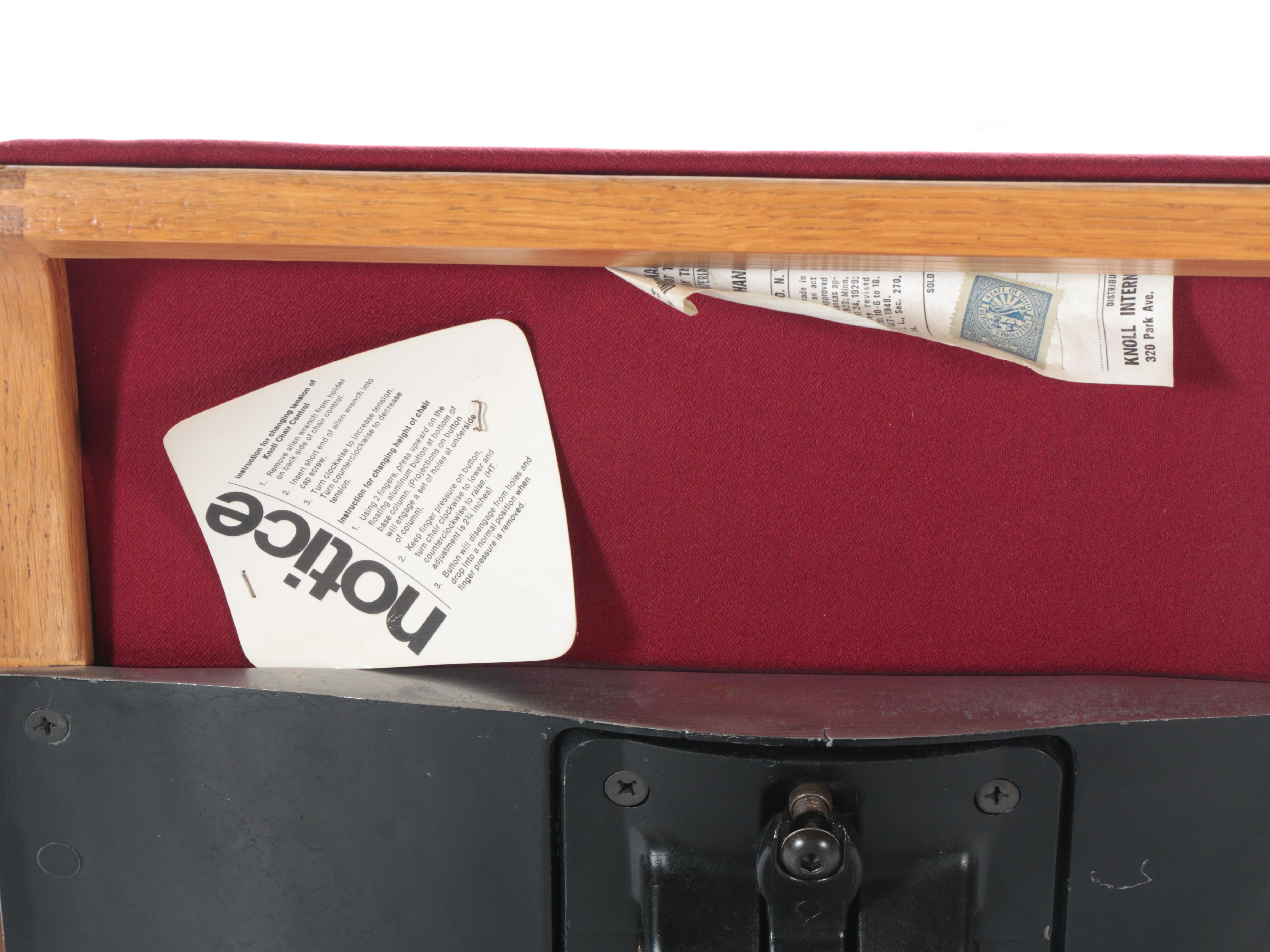 Pair of Knoll Laminated Oak, Aluminum, and Steel Swivel-Tilt Desk Chairs