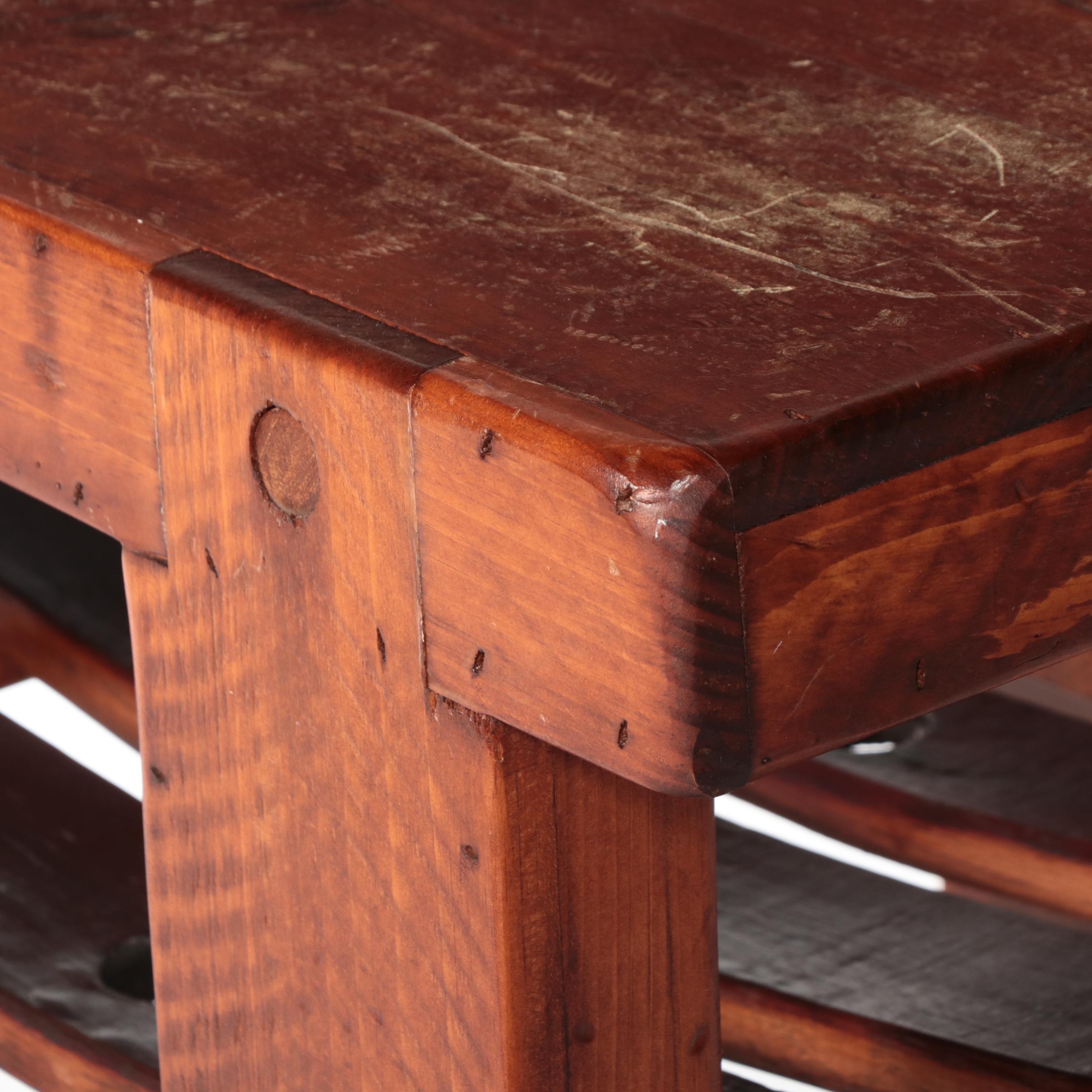 Rustic Pine and Oak Counter-Height Kitchen Work Table