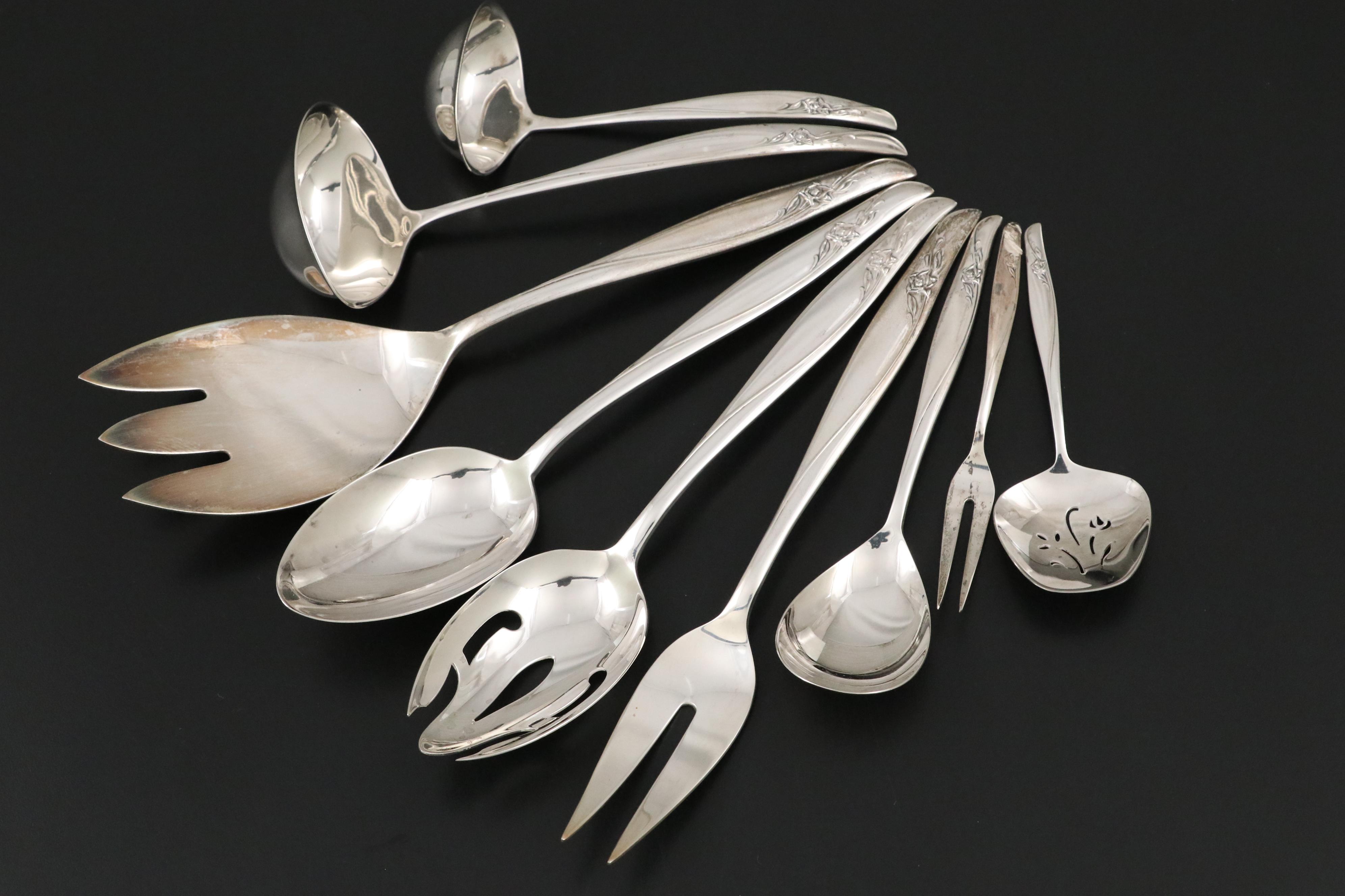 Gorham "Sea Rose" Sterling Silver Flatware, Mid to Late 20th Century