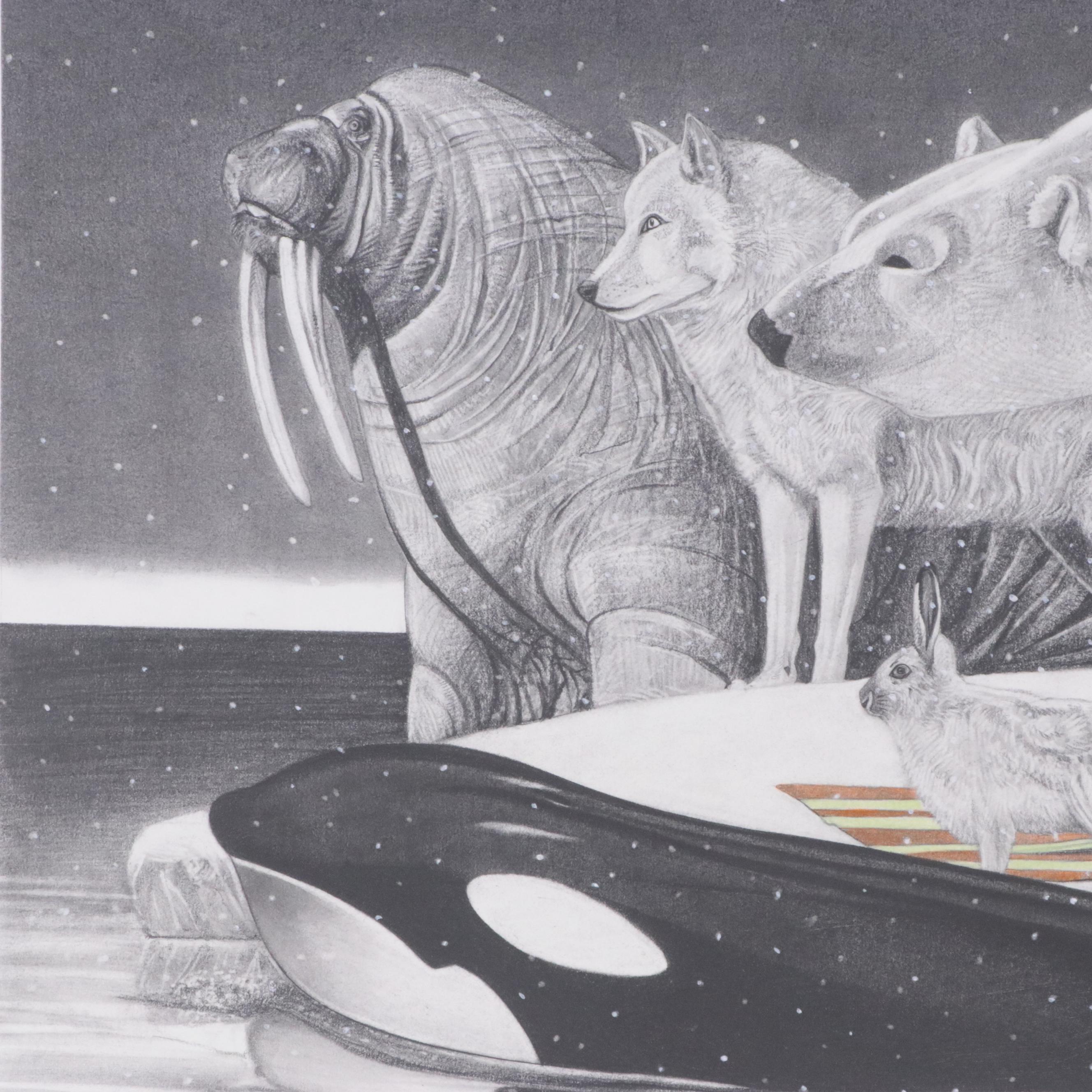 David Michael Beck Mixed Media Painting "The Misdirected Snow Bird"