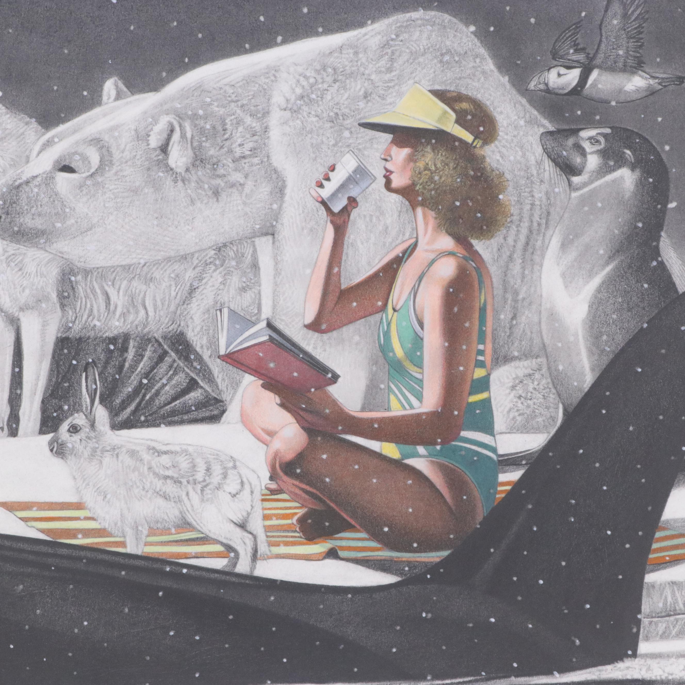 David Michael Beck Mixed Media Painting "The Misdirected Snow Bird"