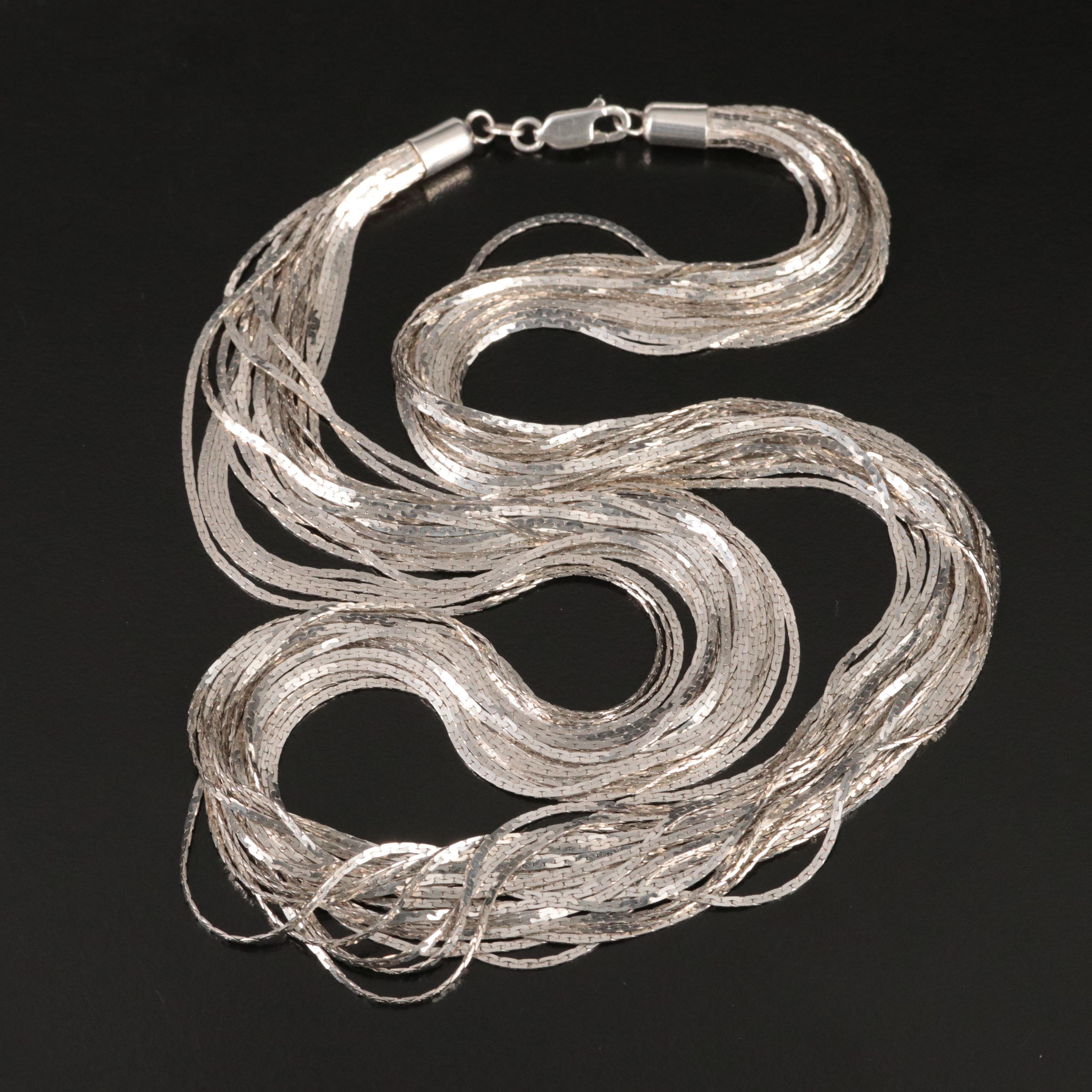 Italian Sterling Multi-Strand C-Link Necklace