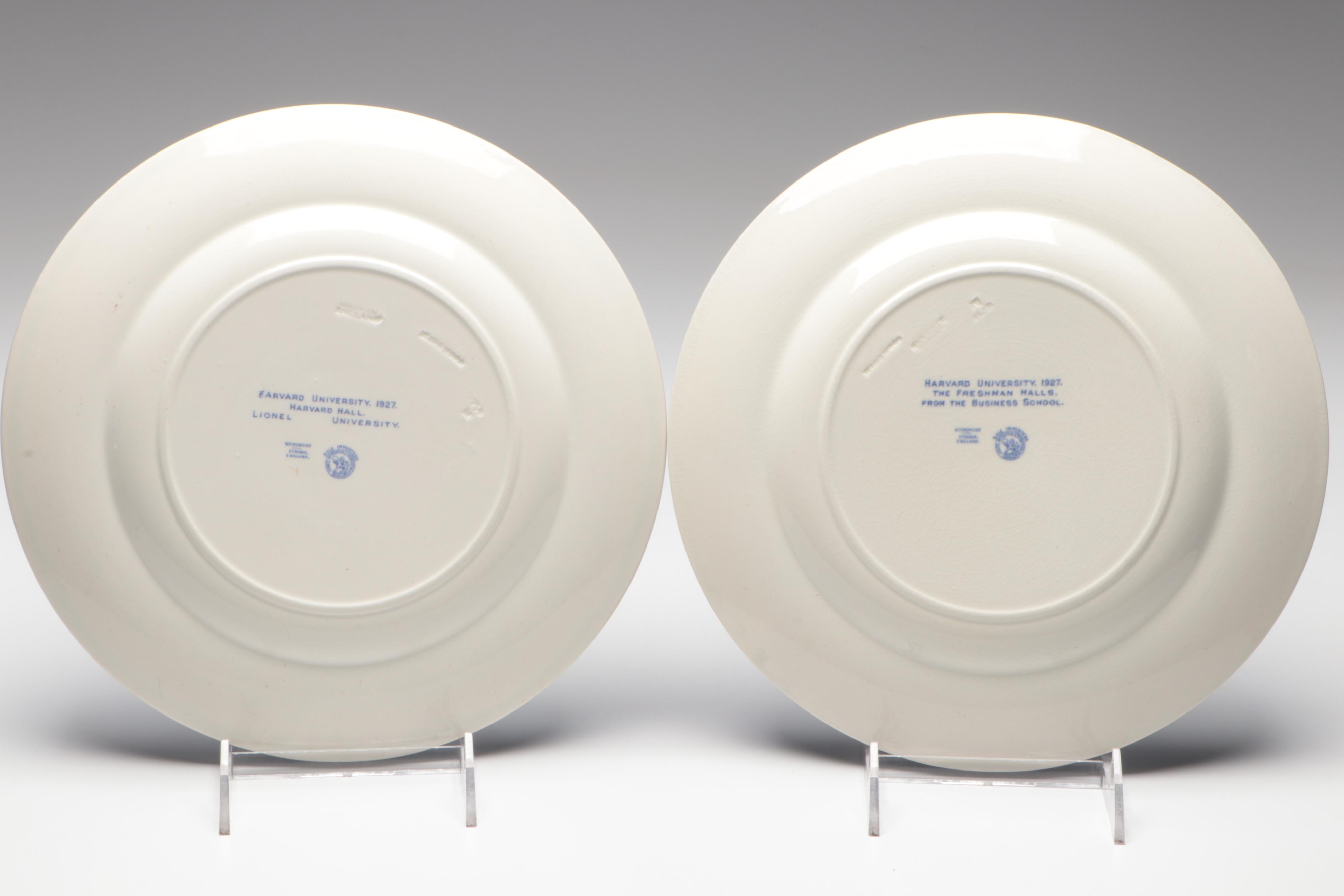 Set of 12 Wedgwood Harvard University Transferware Plates, Early 20th Century