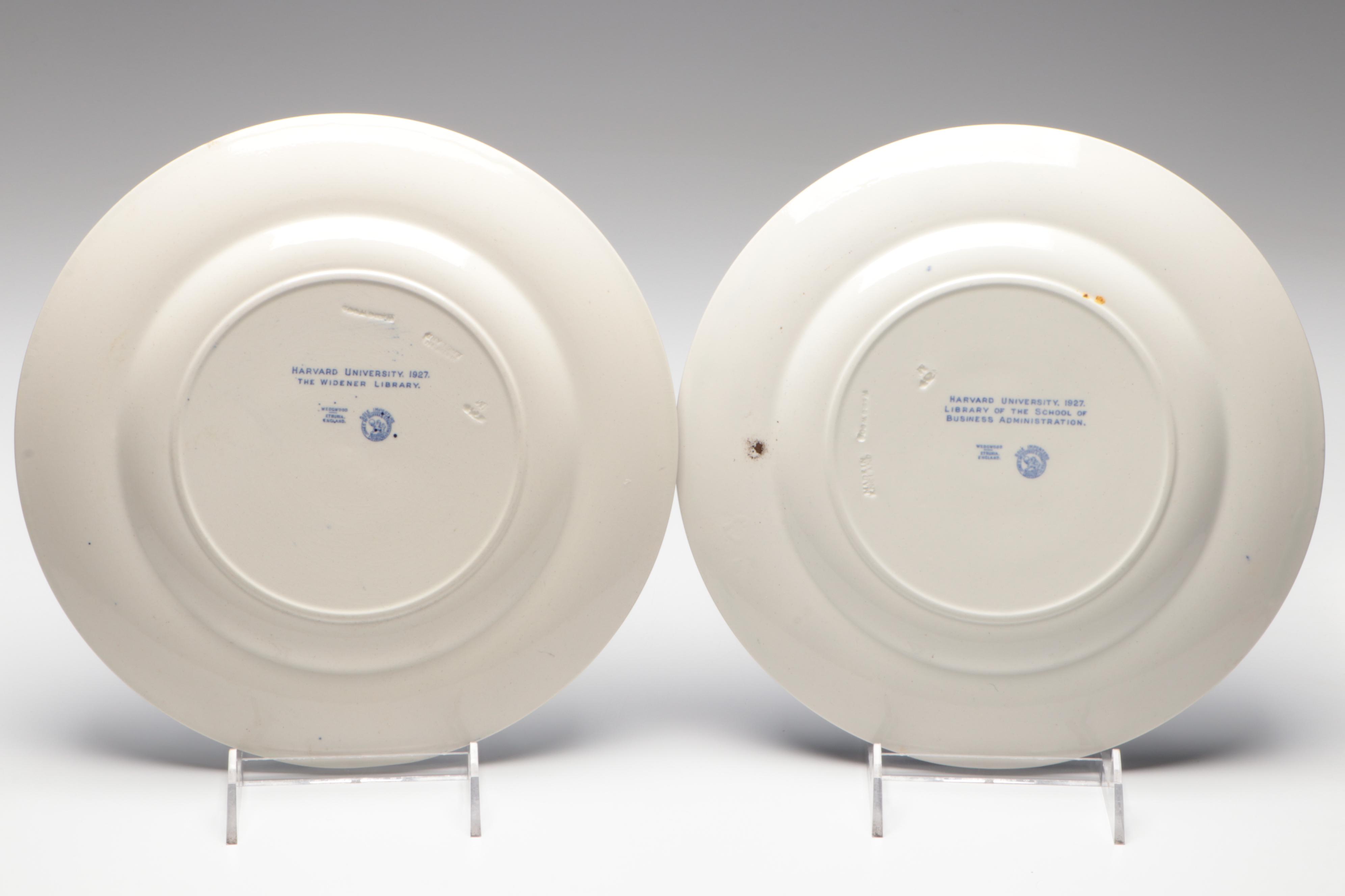 Set of 12 Wedgwood Harvard University Transferware Plates, Early 20th Century