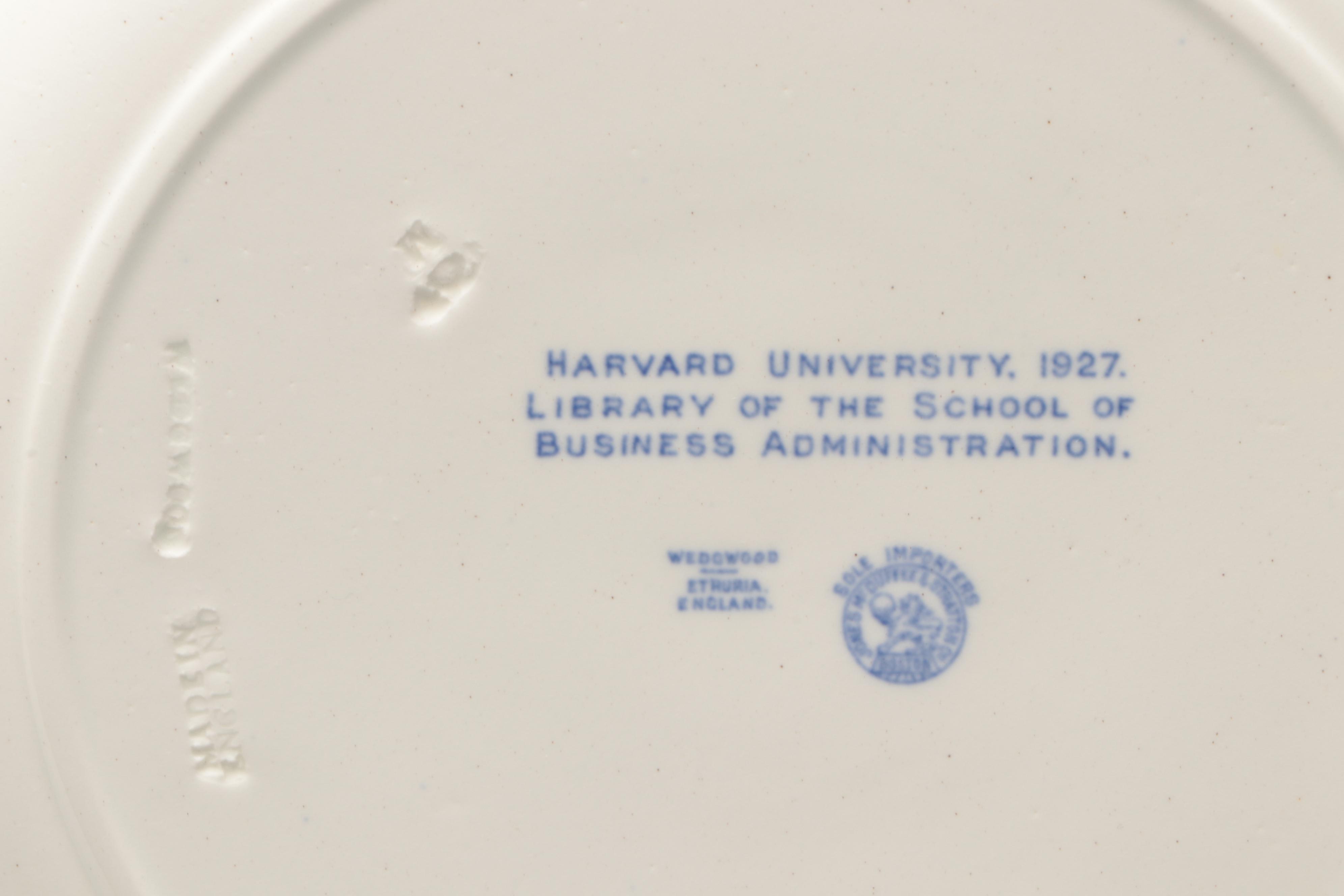 Set of 12 Wedgwood Harvard University Transferware Plates, Early 20th Century
