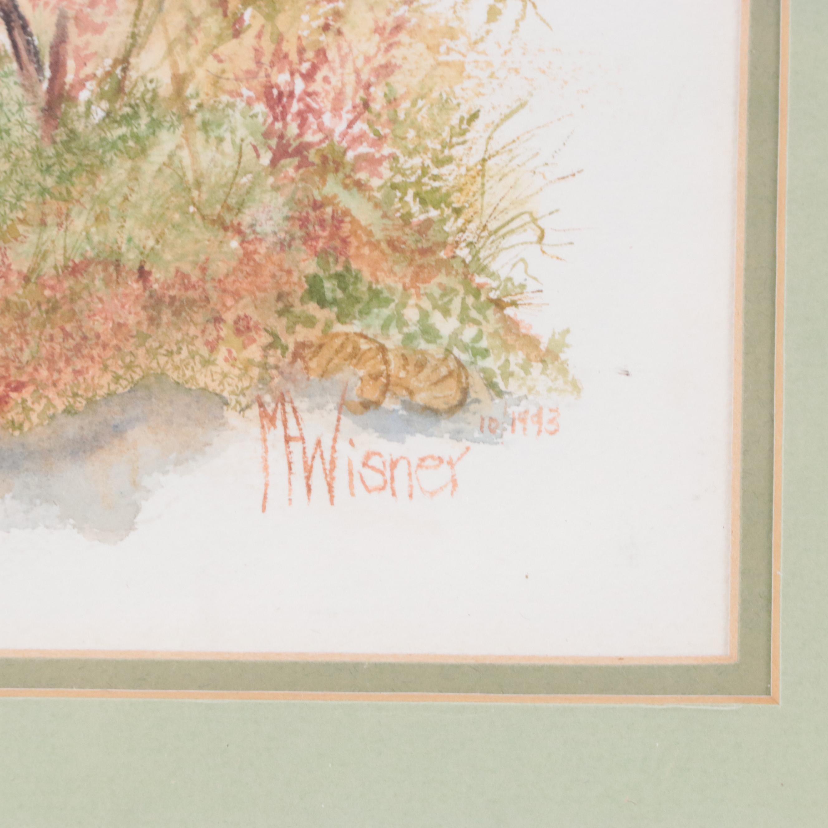 Wisner Landscape Watercolor Painting, 1993