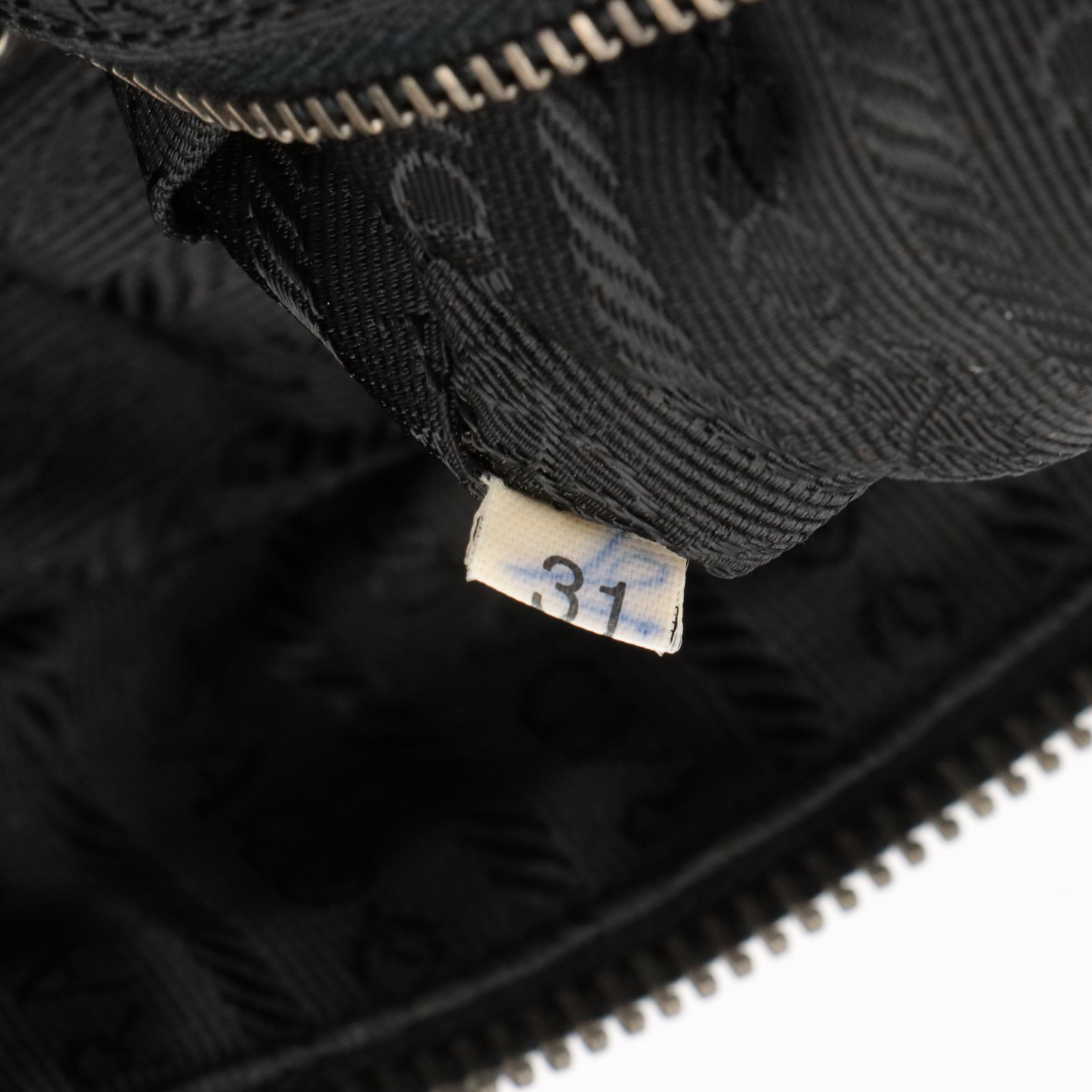 Prada Double Front Pocket Handbag in Deep Plum Tessuto Nylon and Black Leather