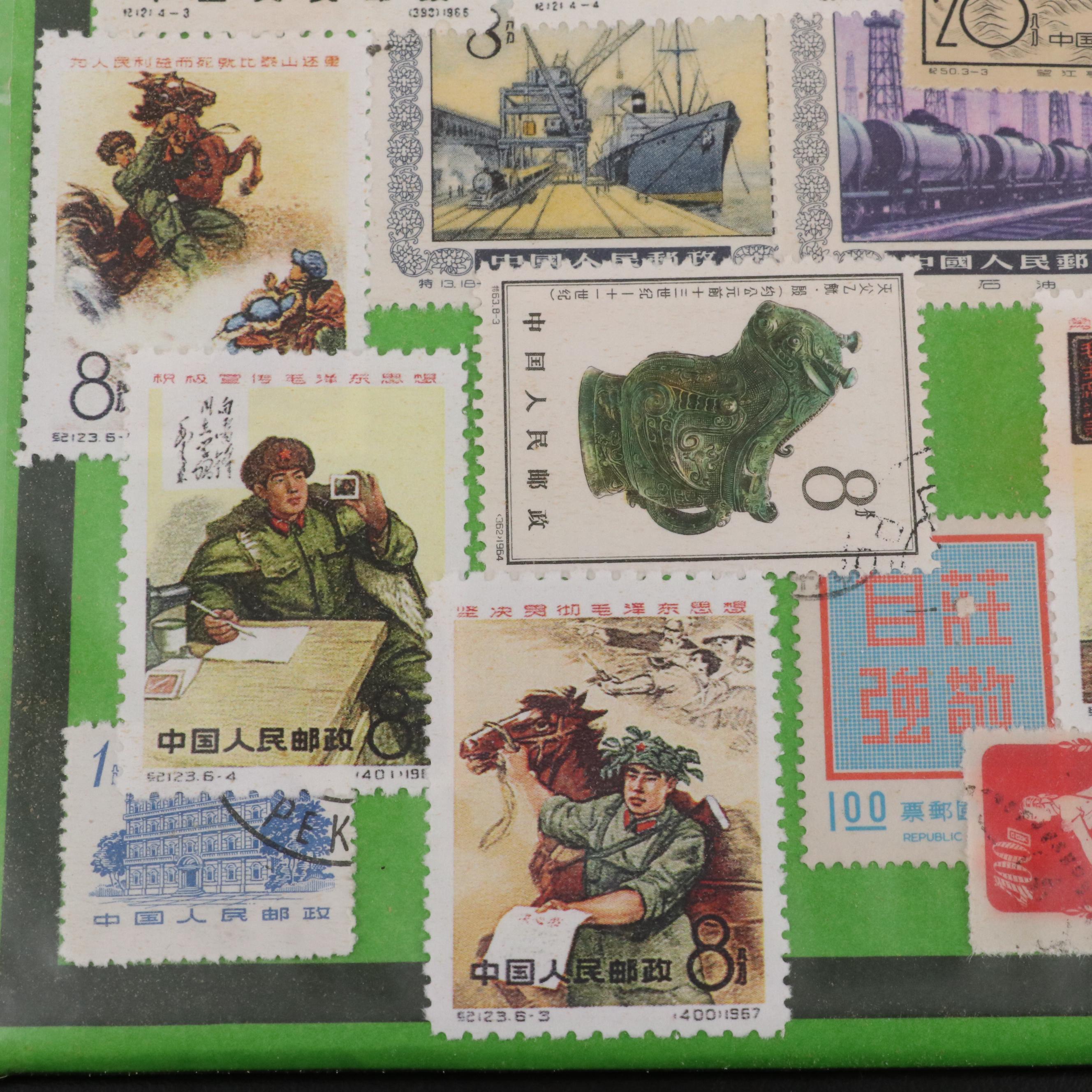 Two Chinese Postage Stamp Sets, an Album of World Stamps, and More