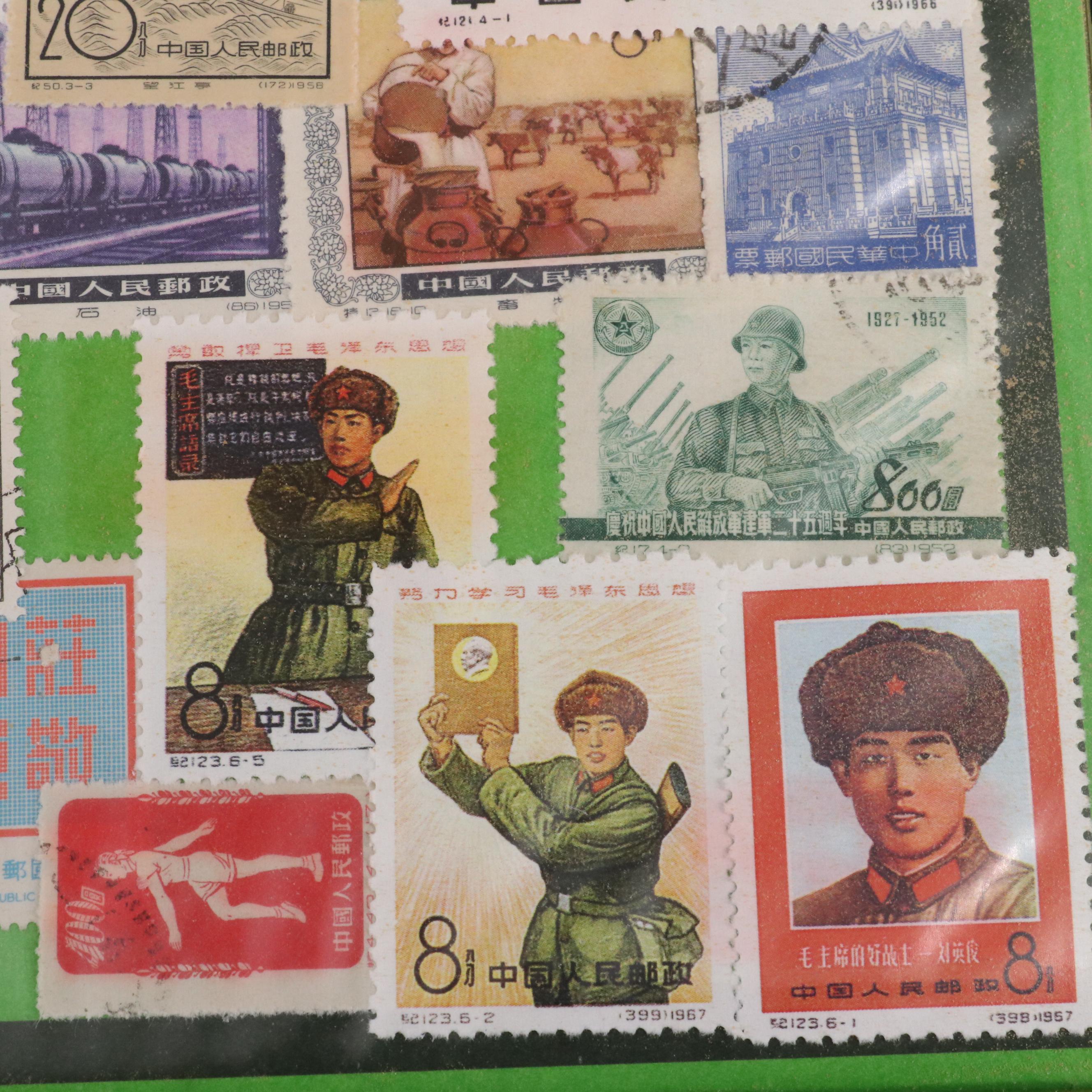 Two Chinese Postage Stamp Sets, an Album of World Stamps, and More