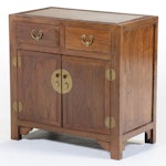 Chinese Elm and Rattan Cabinet
