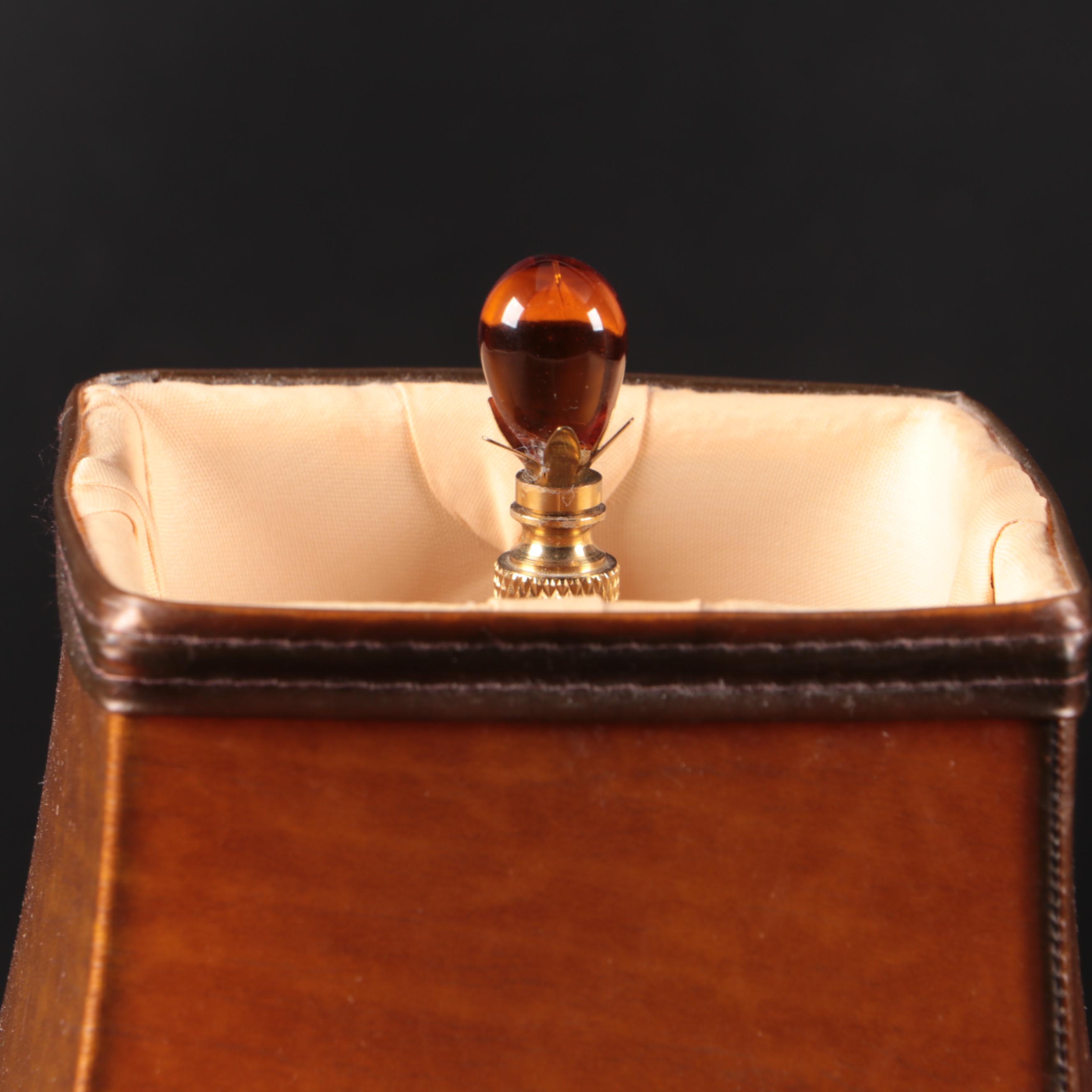 Mid-Century Aladdin Glass Desk Lamp, Milk Glass and Amber Glass Table Lamps