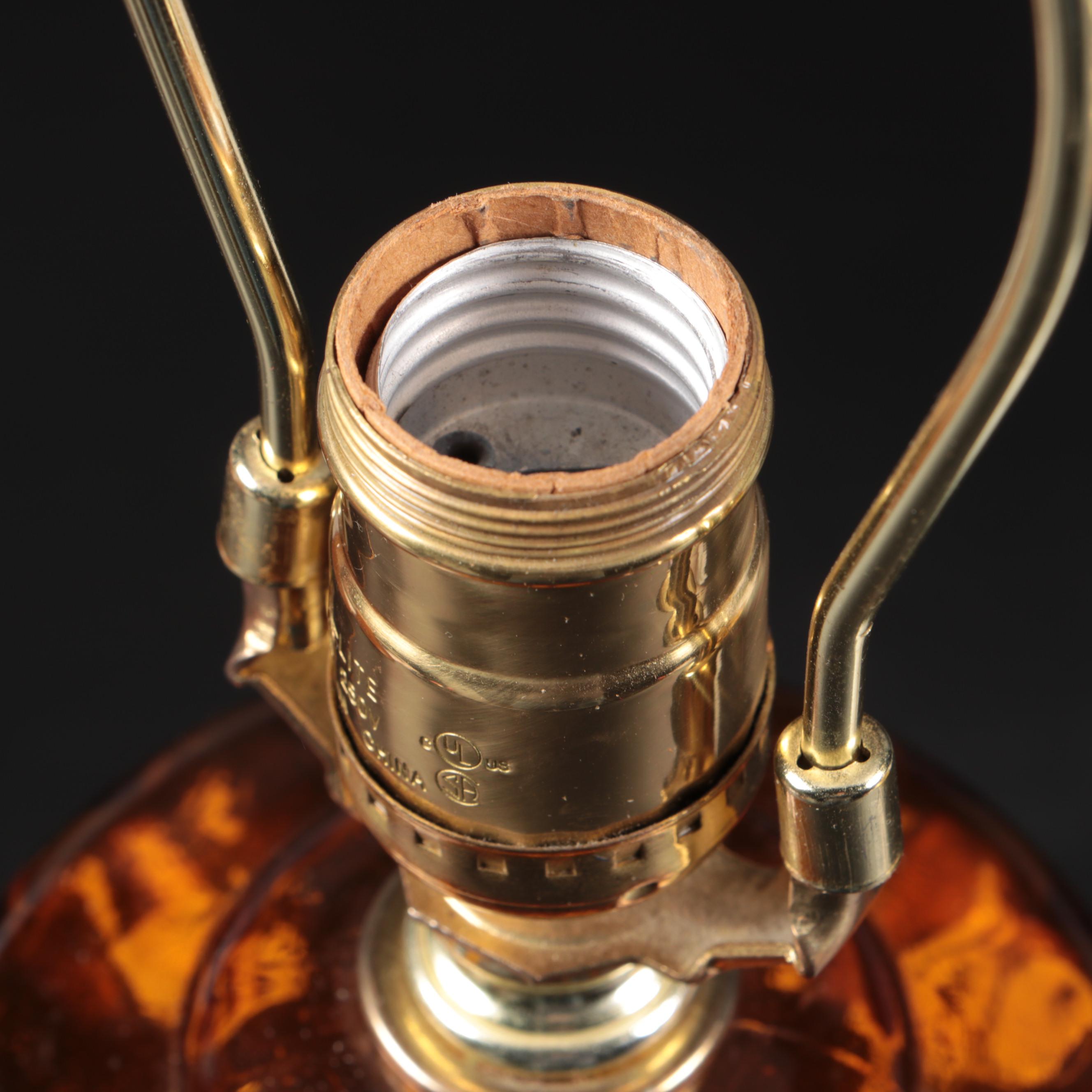 Mid-Century Aladdin Glass Desk Lamp, Milk Glass and Amber Glass Table Lamps