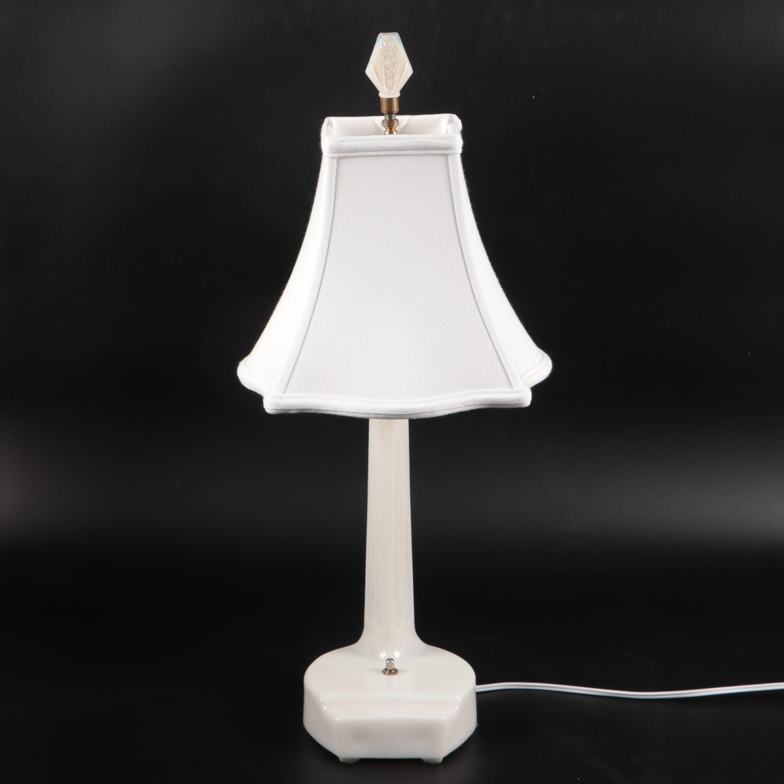 Mid-Century Aladdin Glass Desk Lamp, Milk Glass and Amber Glass Table Lamps