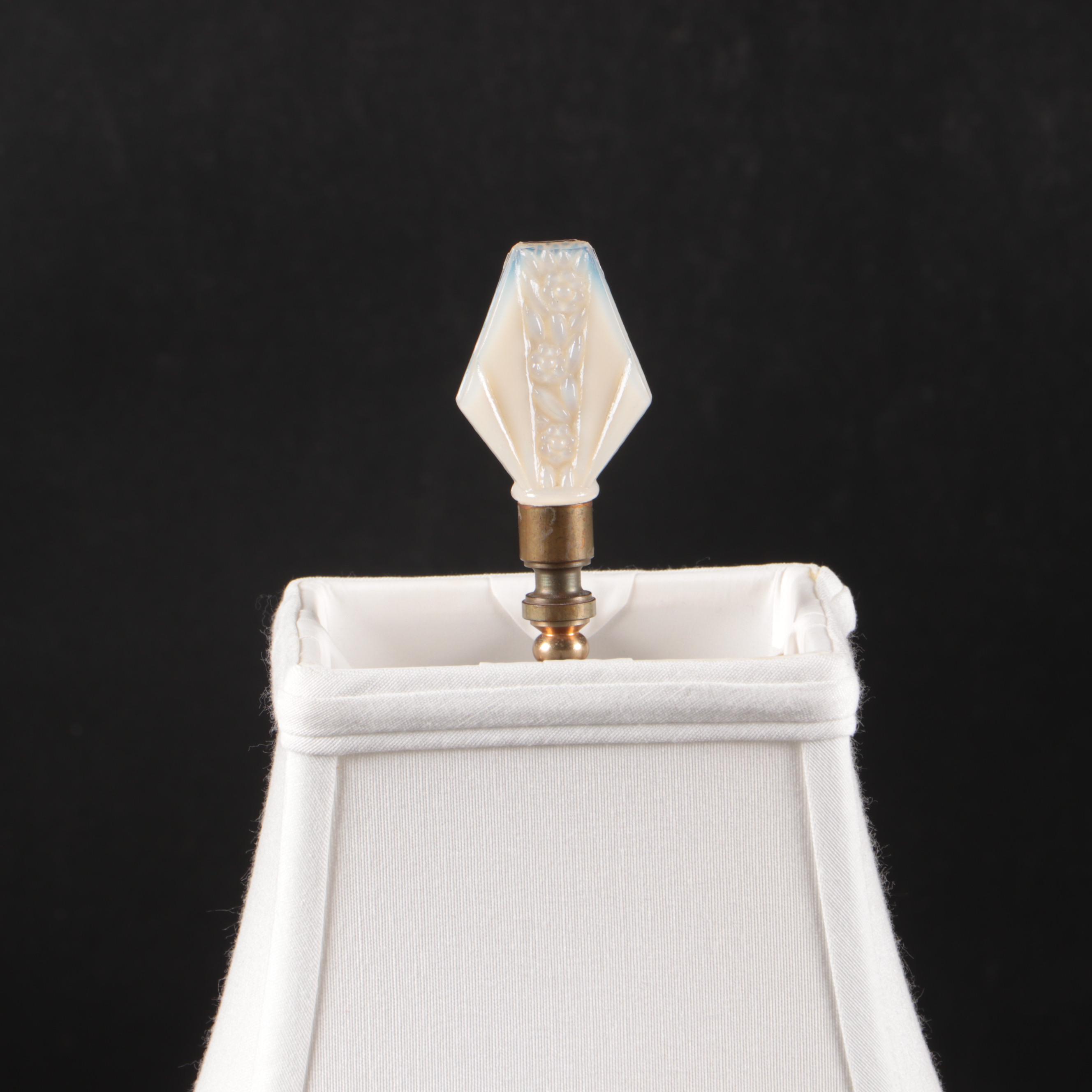 Mid-Century Aladdin Glass Desk Lamp, Milk Glass and Amber Glass Table Lamps