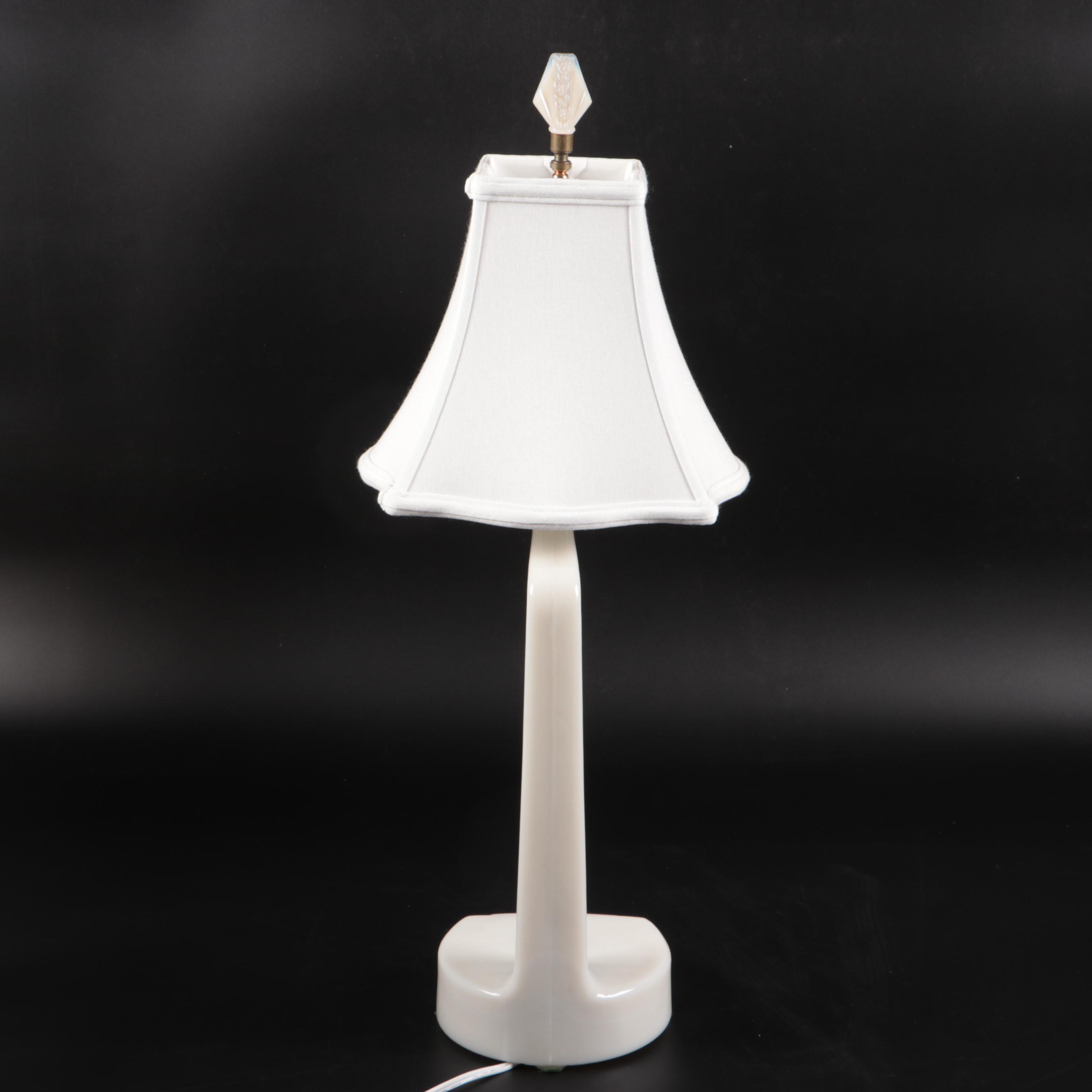 Mid-Century Aladdin Glass Desk Lamp, Milk Glass and Amber Glass Table Lamps