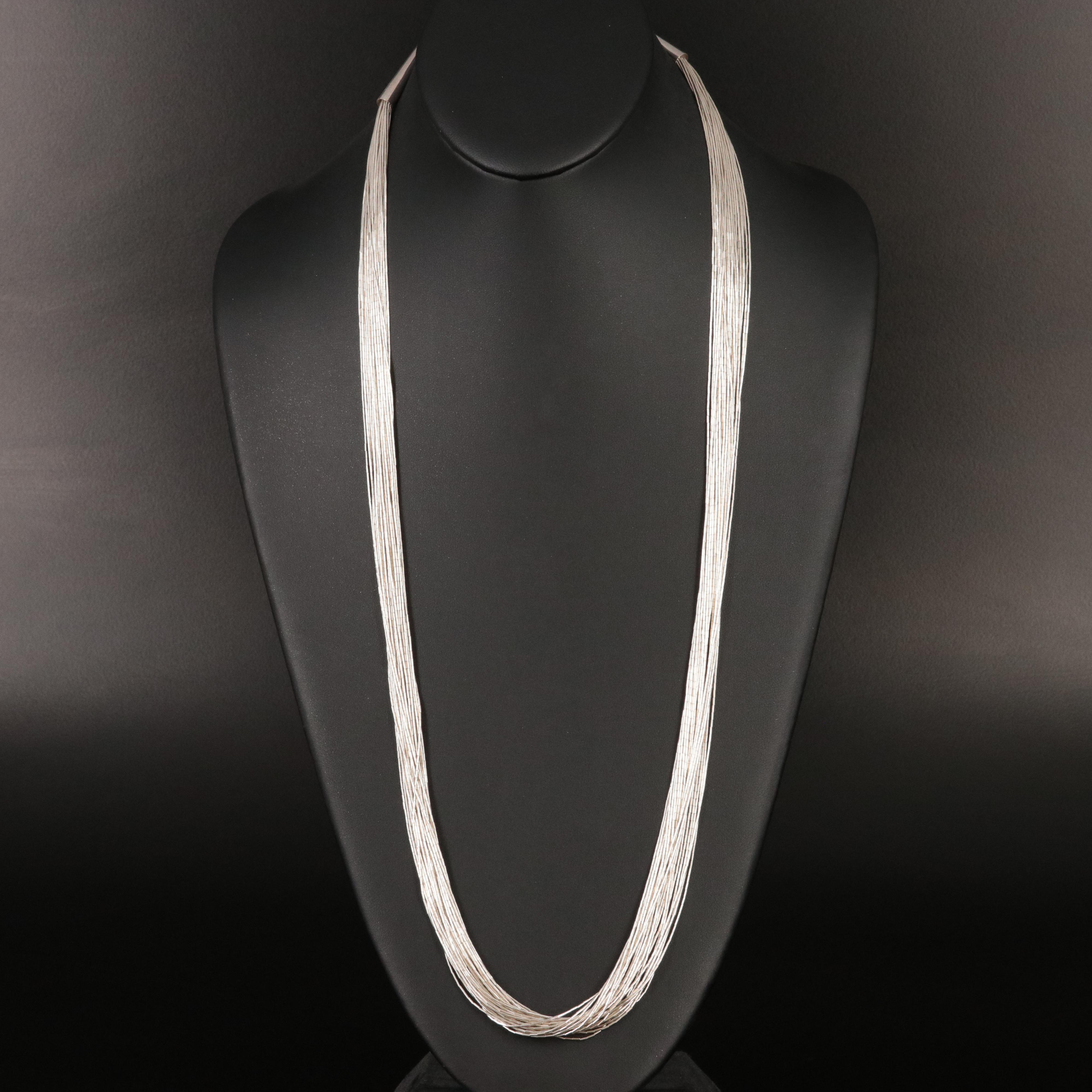 Multi Chain Sterling Liquid Silver Necklace