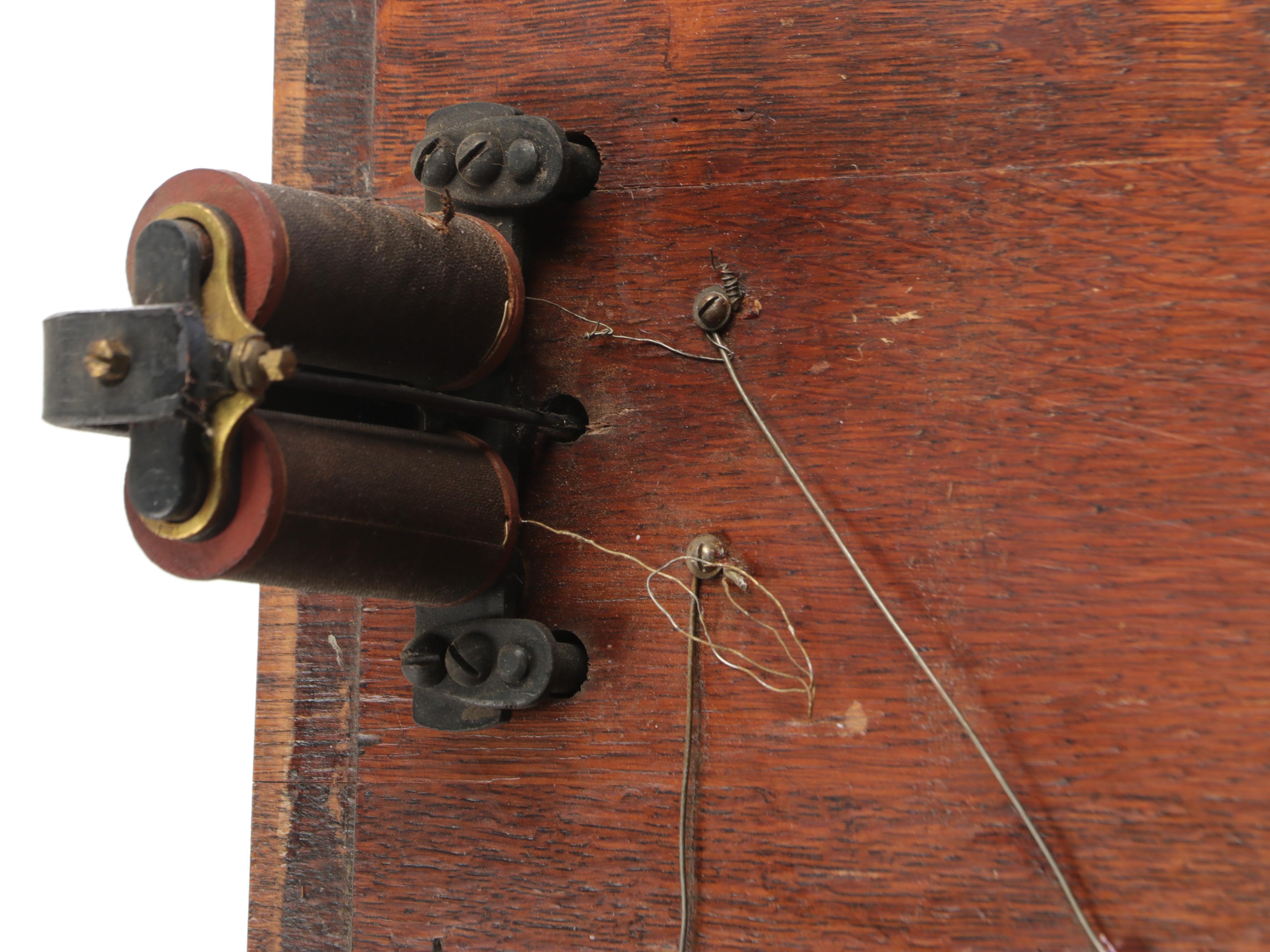 Kellogg Oak and Brass Wall Mounted Hand-Crank Phone, Late 19th/Early 20th C.
