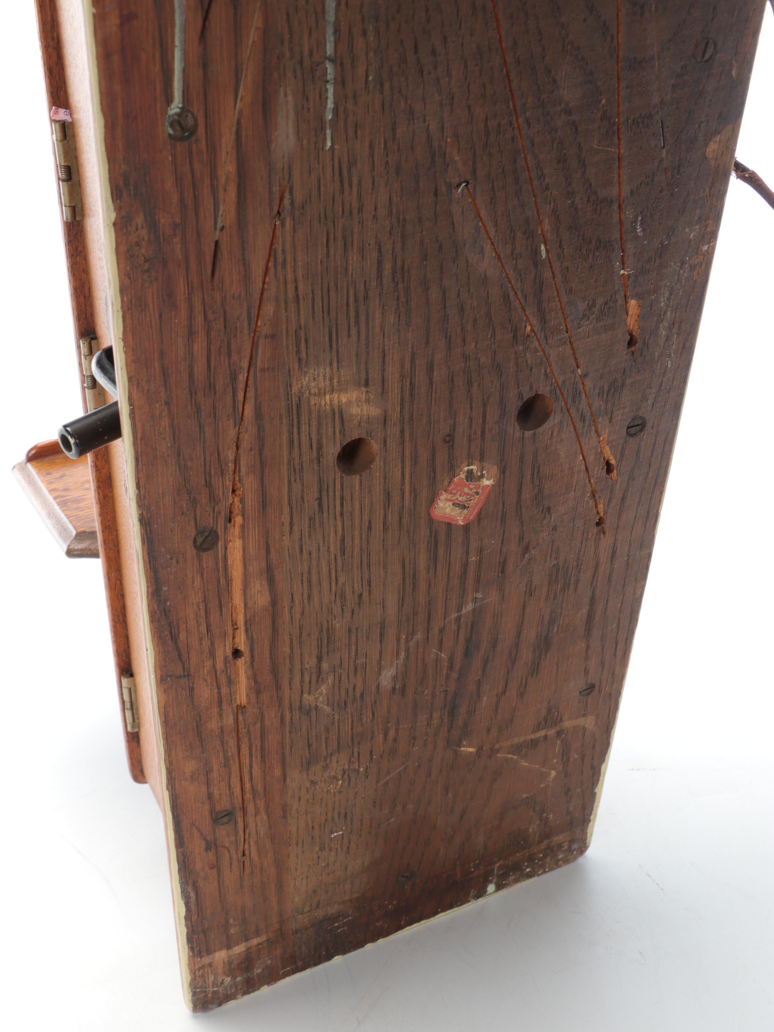 Kellogg Oak and Brass Wall Mounted Hand-Crank Phone, Late 19th/Early 20th C.