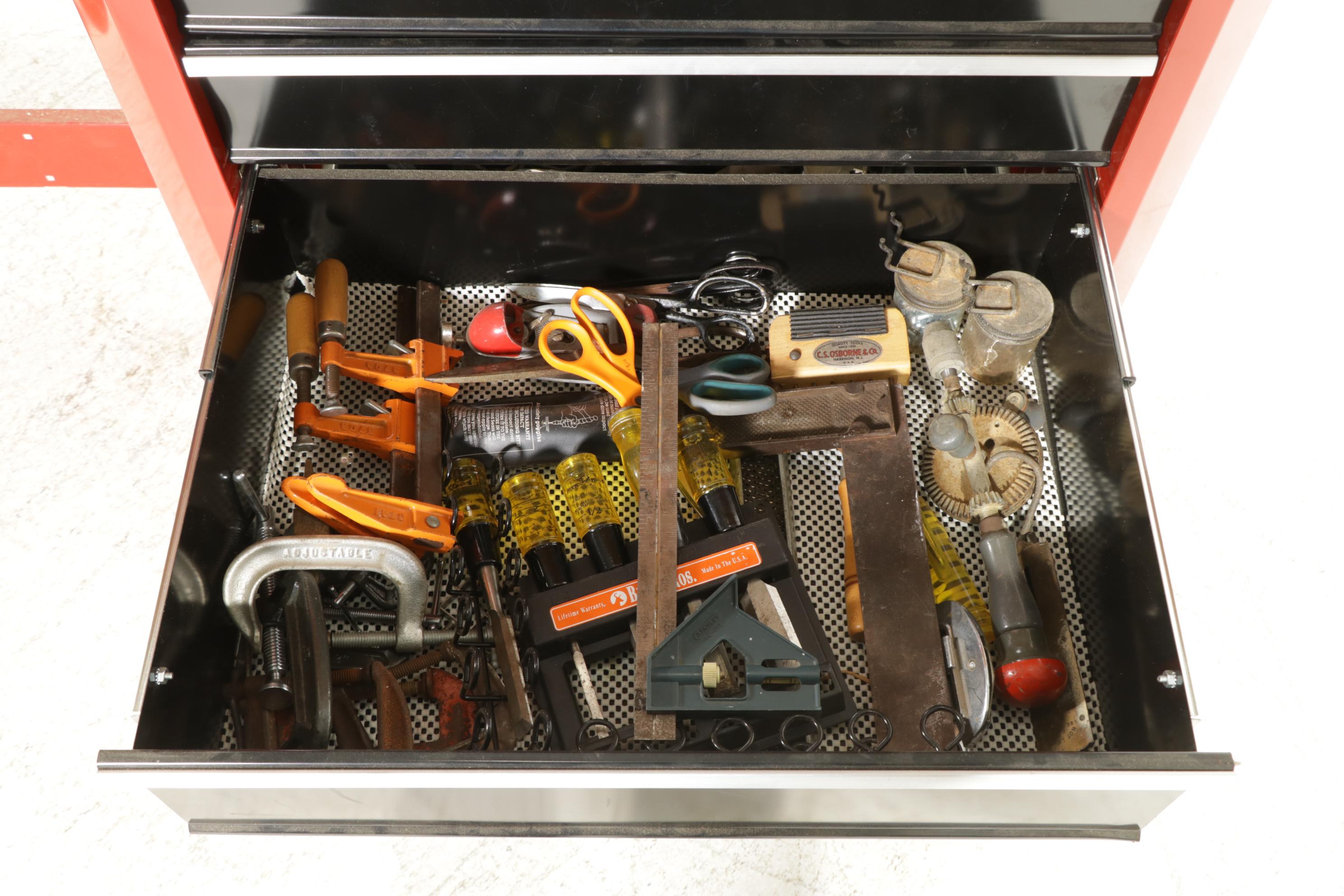 Craftsman Metal Frame Work Bench with Tool Drawers and Hand Tools