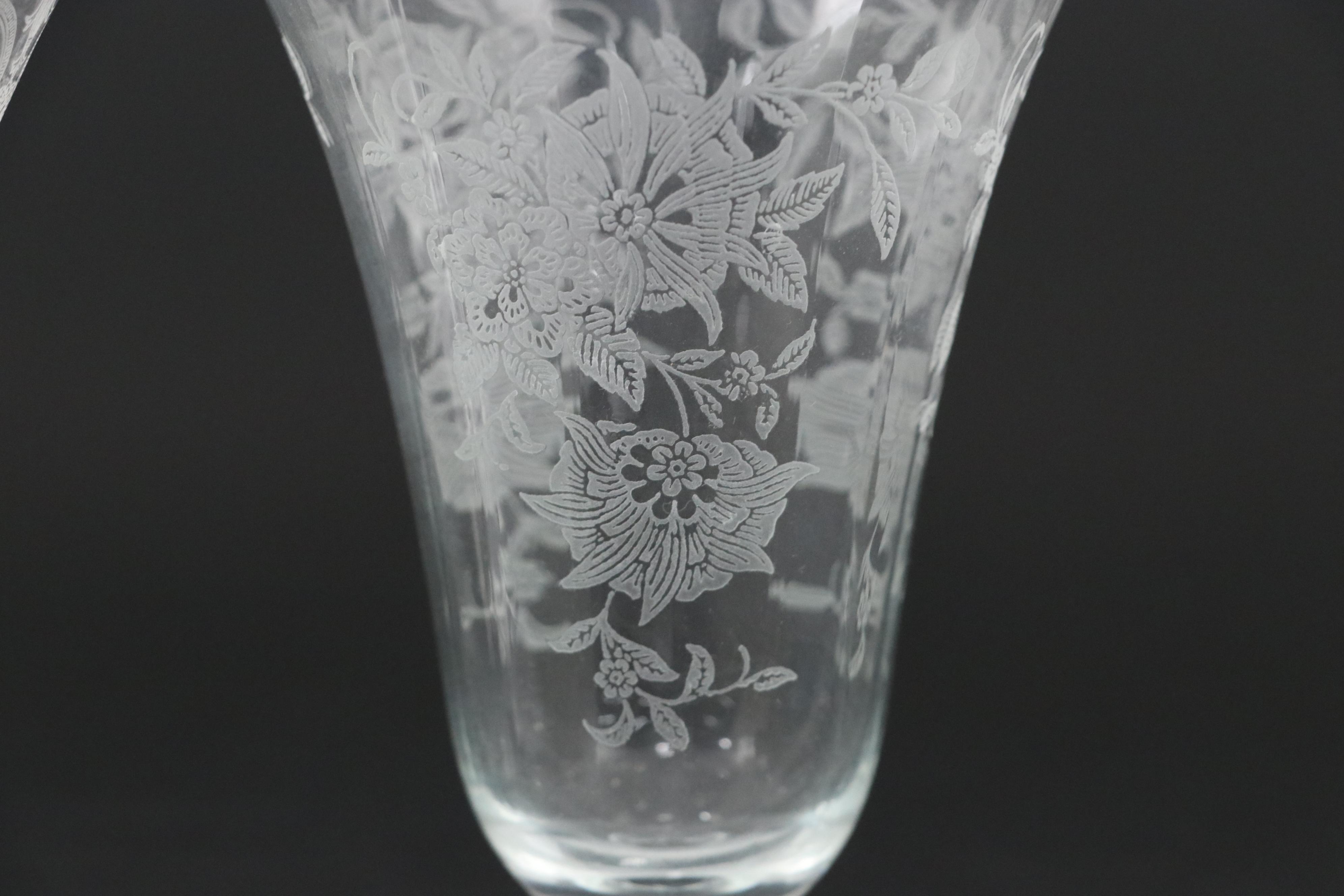 Fostoria "Navarre" and Other Needle Etched Stemware and Iced Tea Glasses