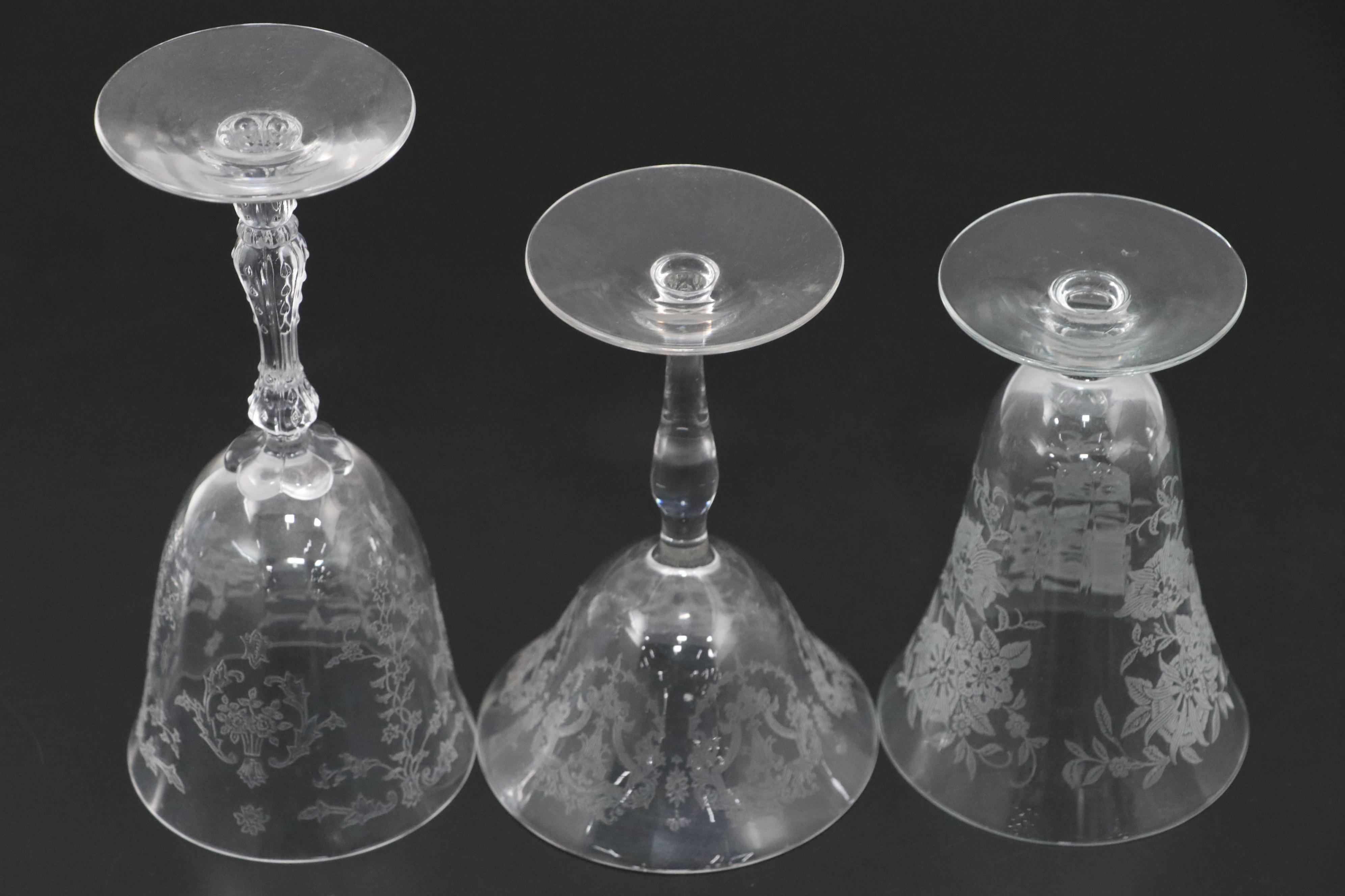 Fostoria "Navarre" and Other Needle Etched Stemware and Iced Tea Glasses