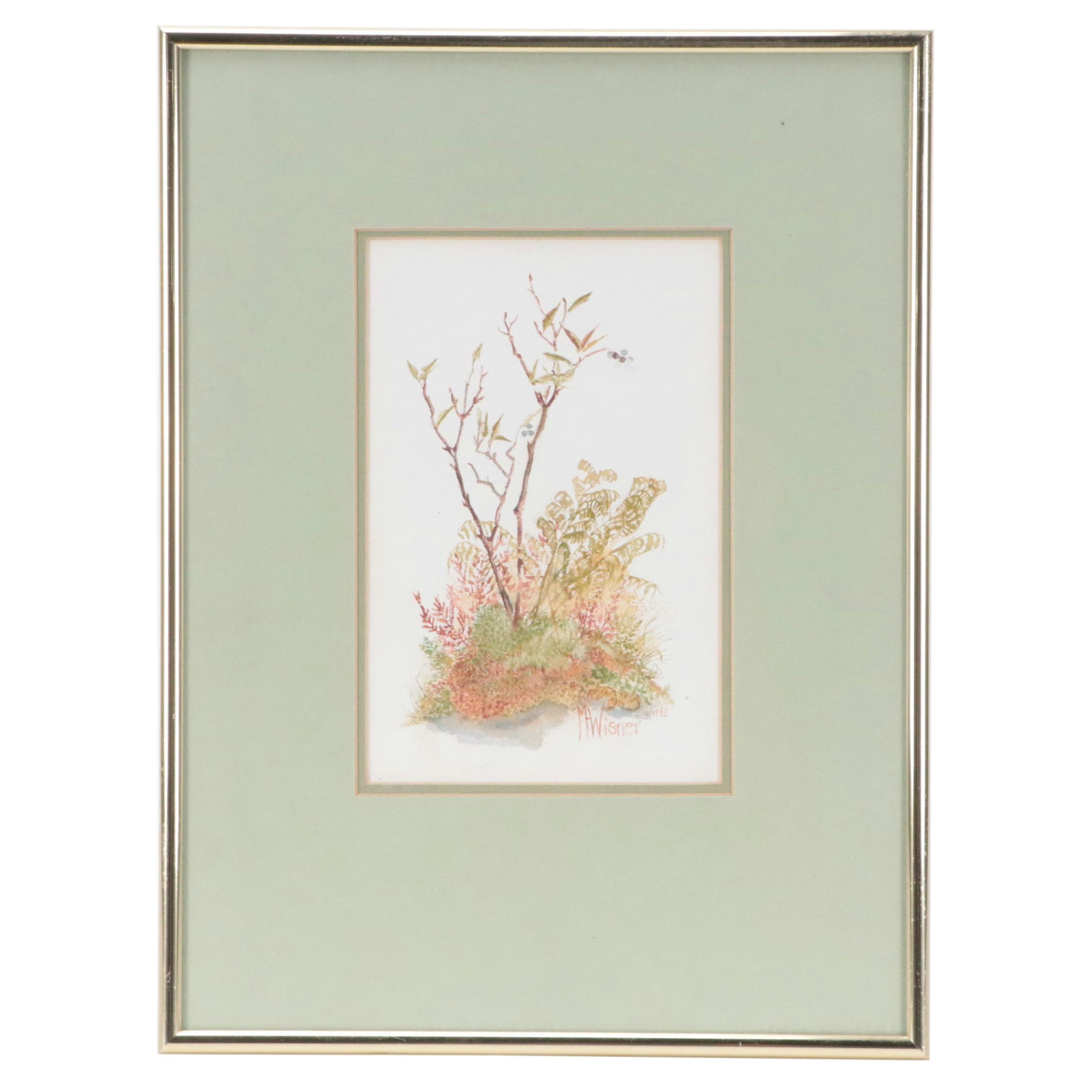 Wisner Landscape Watercolor Painting, 1993