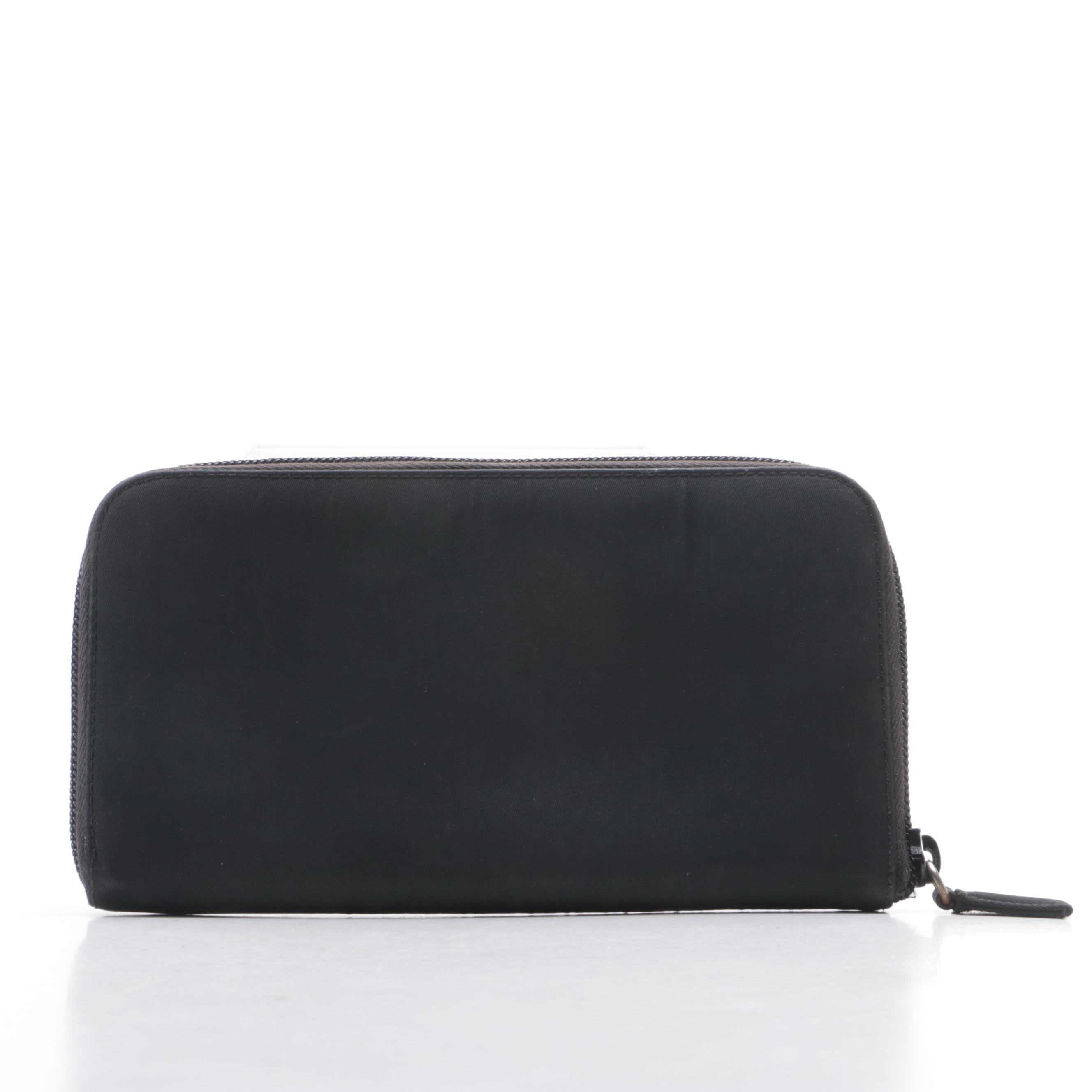 Prada Black Tessuto Nylon Zip-Around Wallet