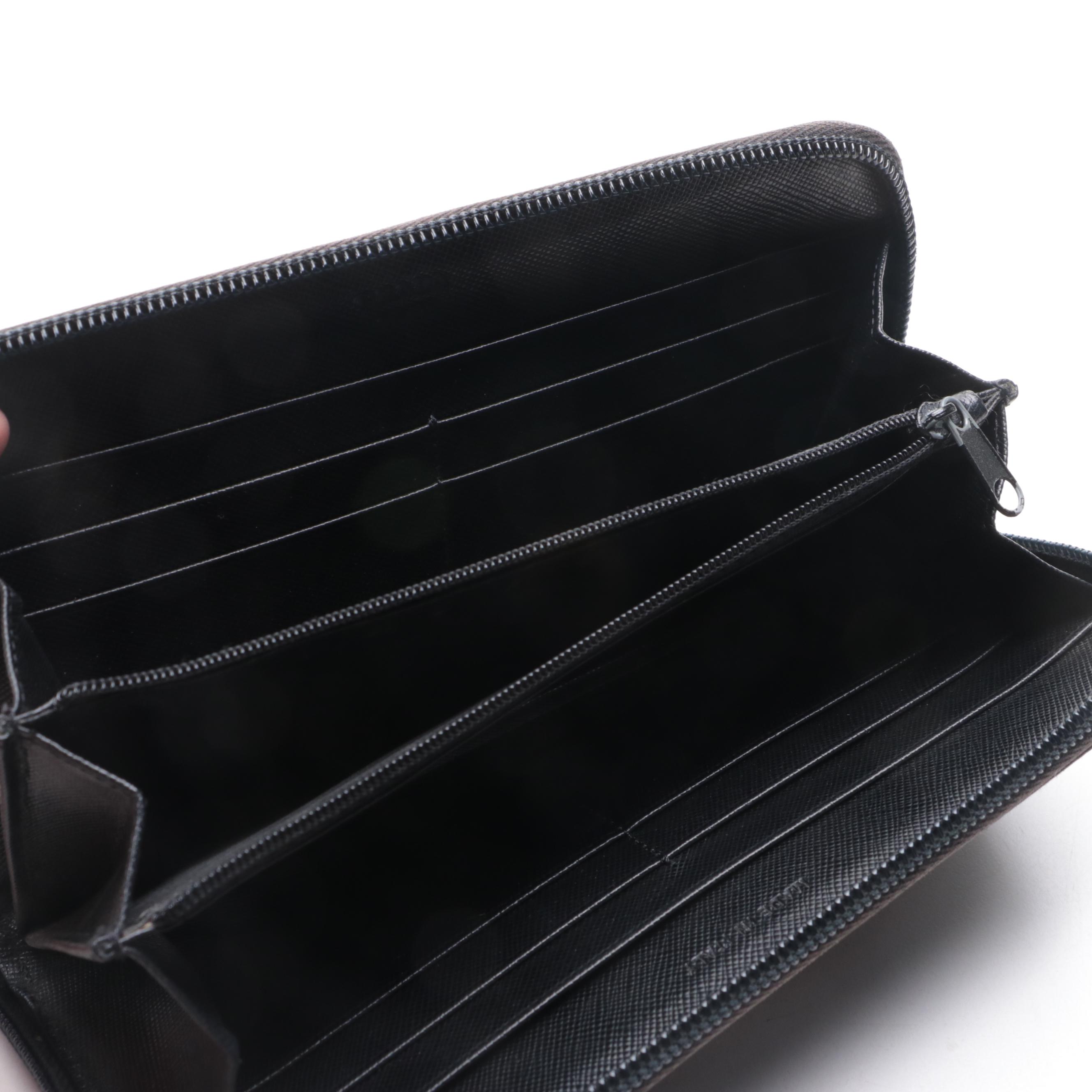 Prada Black Tessuto Nylon Zip-Around Wallet