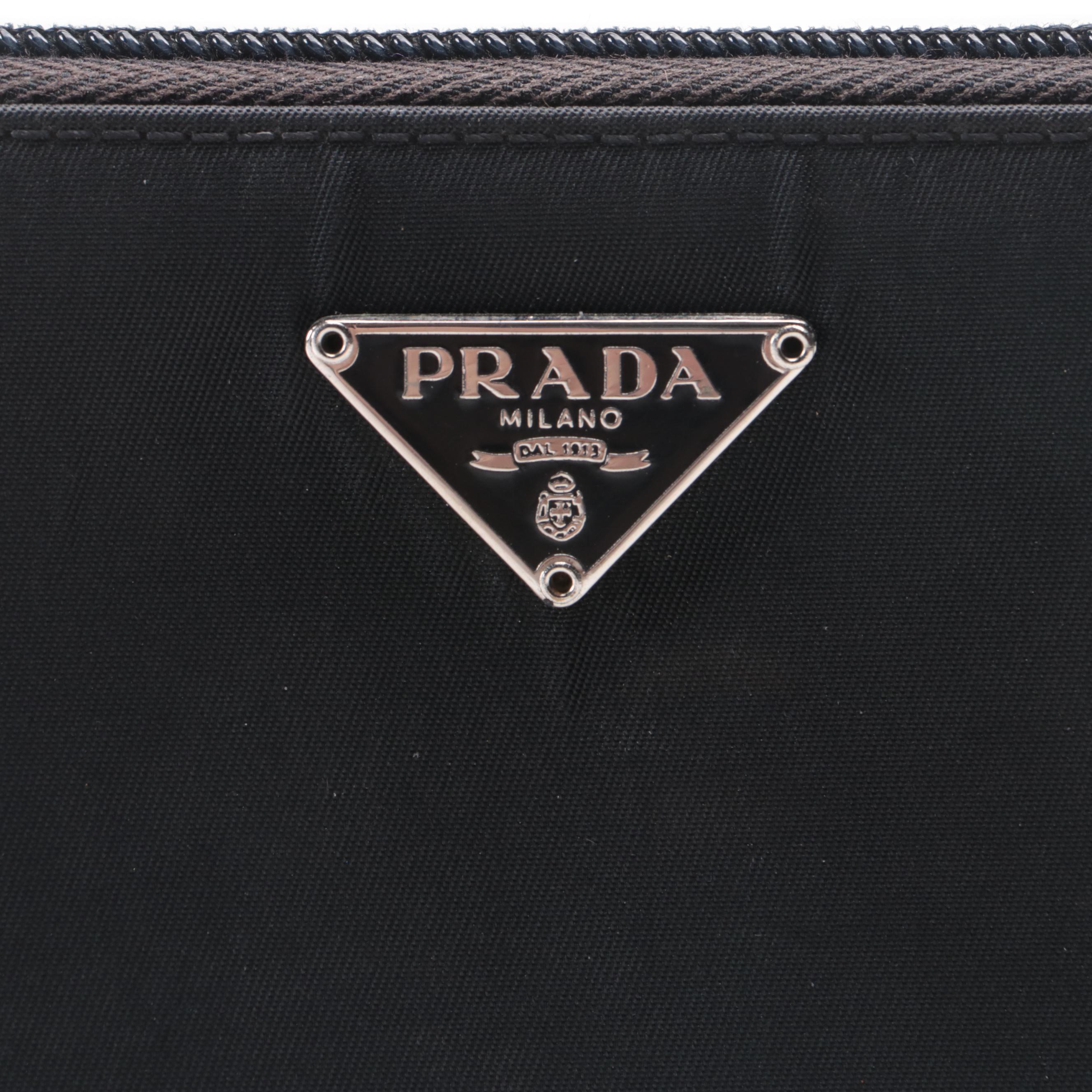 Prada Black Tessuto Nylon Zip-Around Wallet
