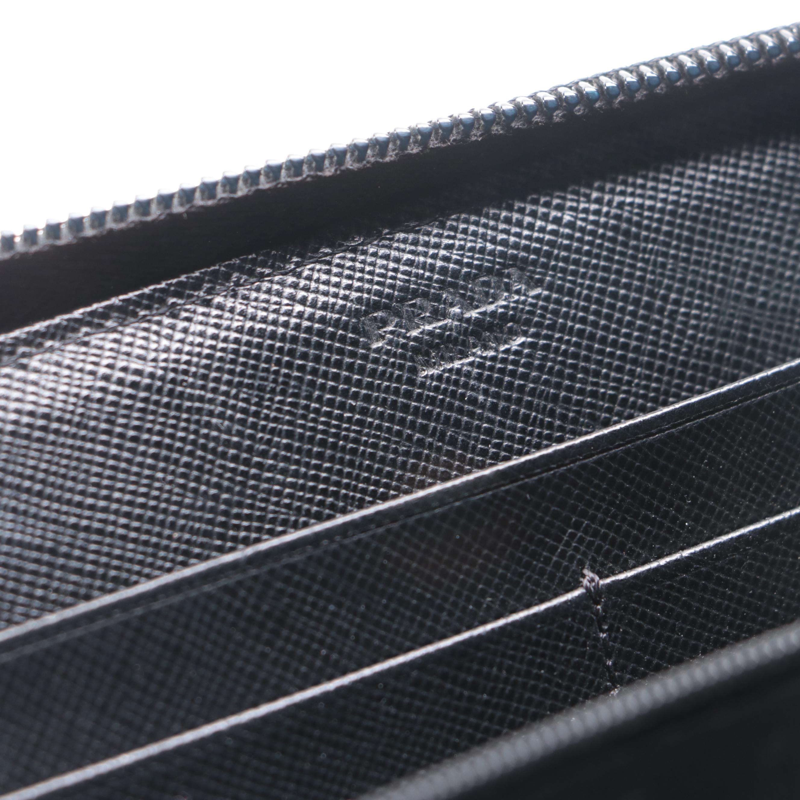 Prada Black Tessuto Nylon Zip-Around Wallet