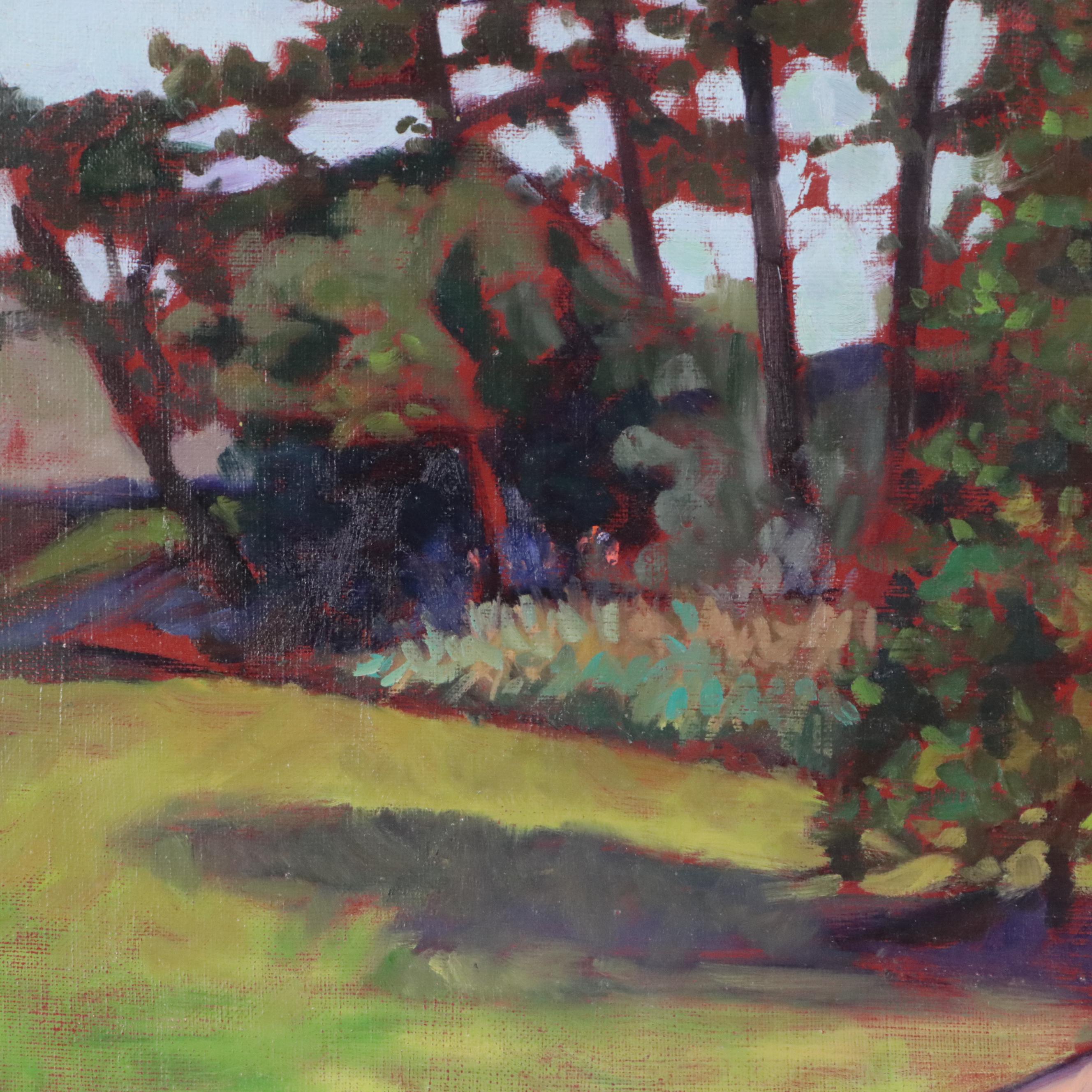 Wooded Landscape Oil Painting of Stairway