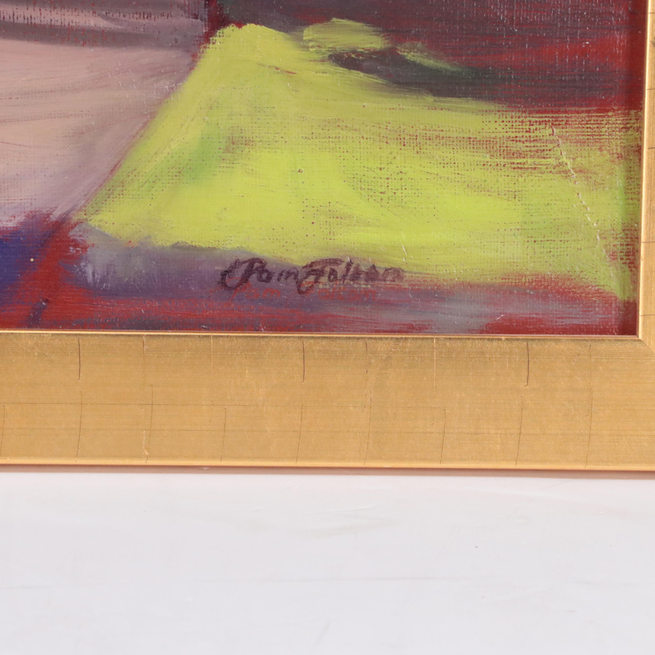 Wooded Landscape Oil Painting of Stairway