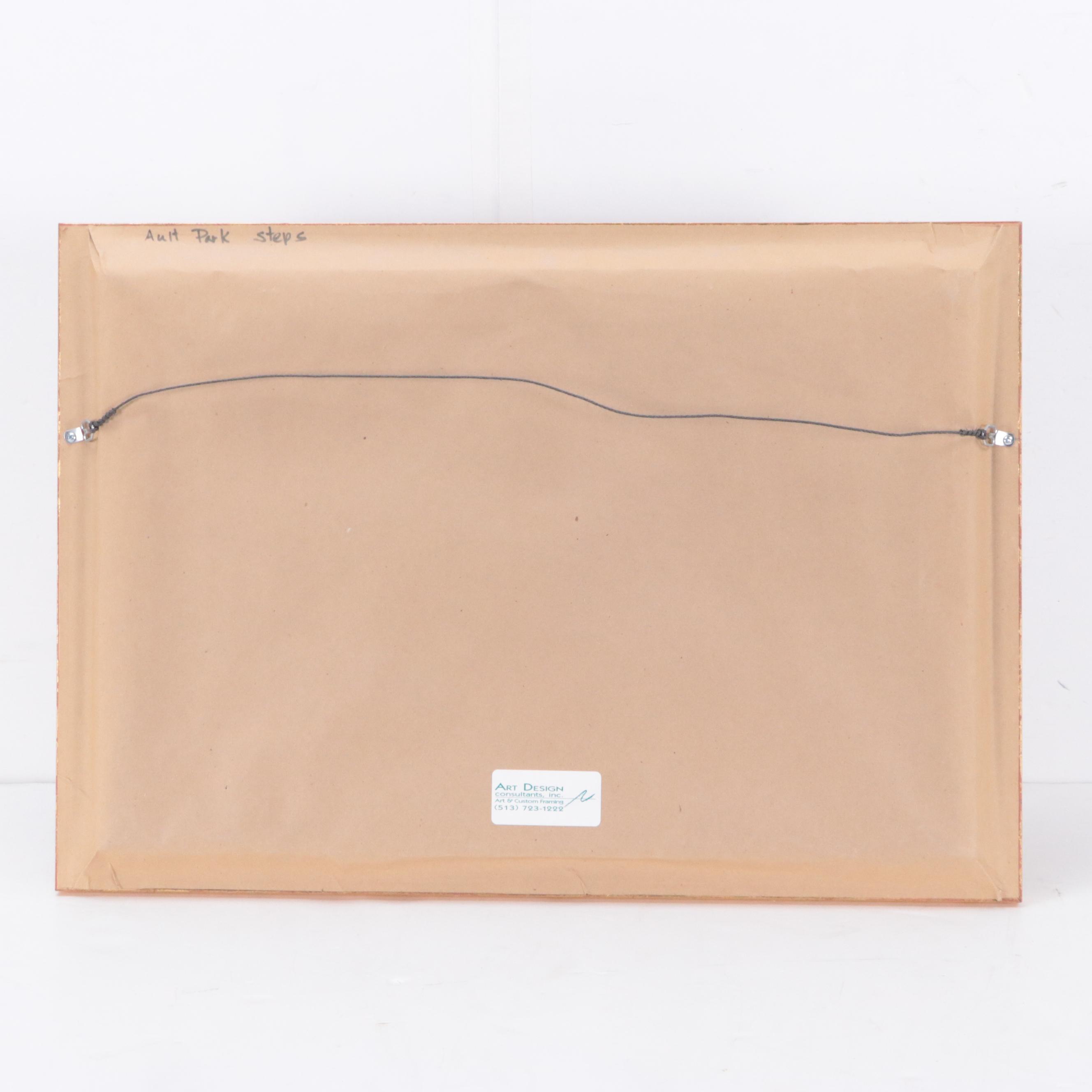 Wooded Landscape Oil Painting of Stairway