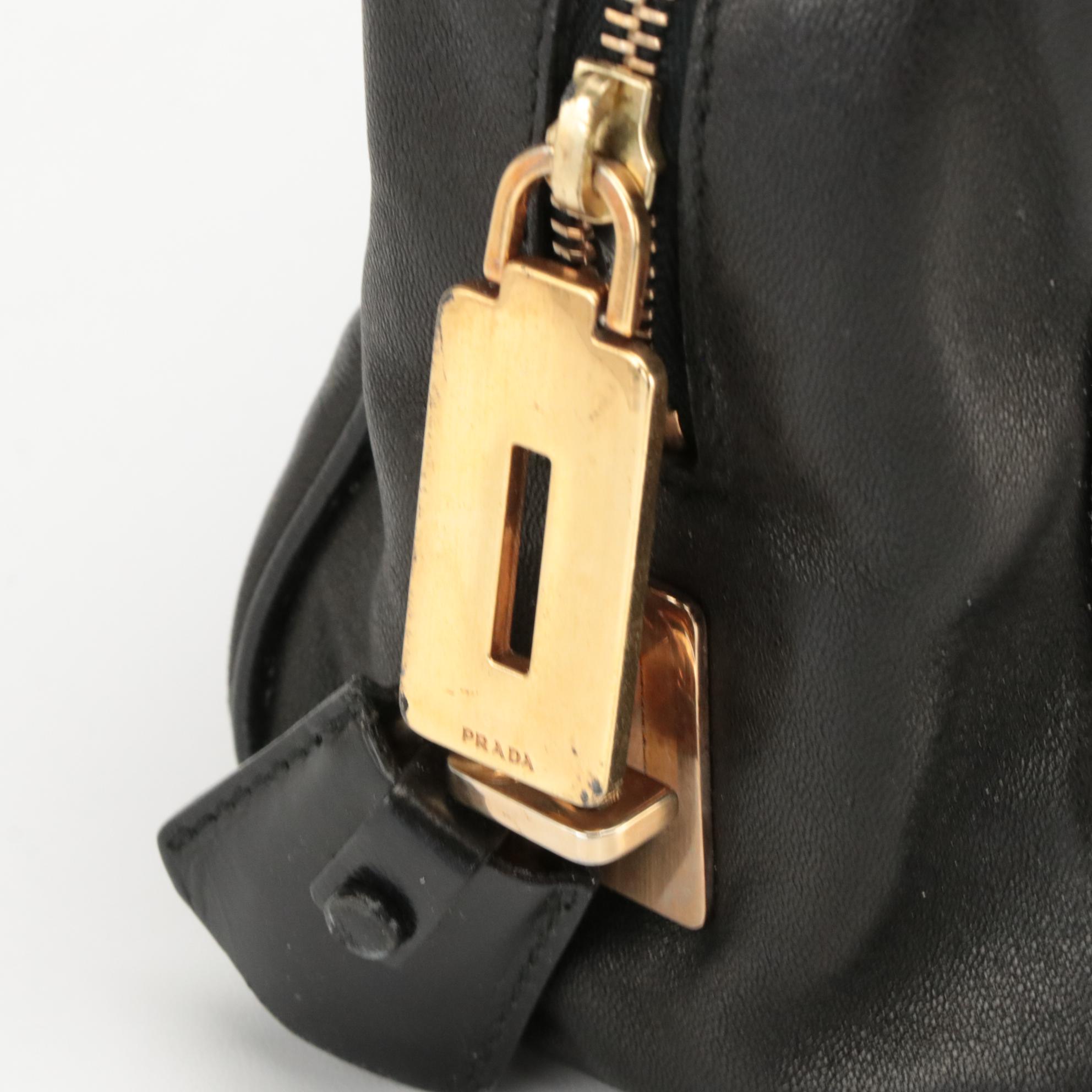 Prada Black Lambskin Leather Shoulder Bag