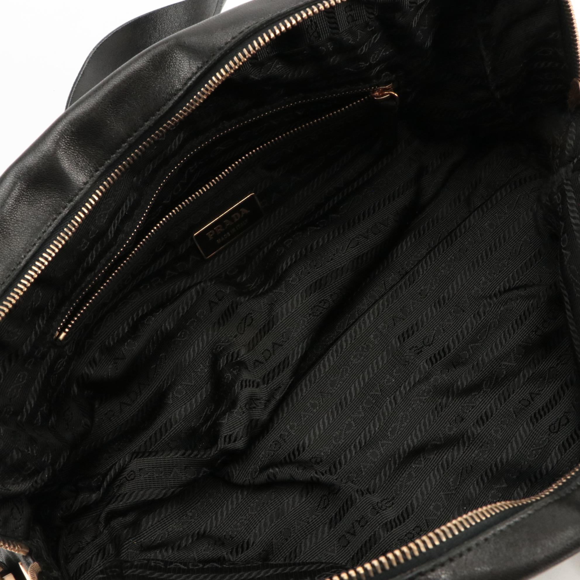 Prada Black Lambskin Leather Shoulder Bag