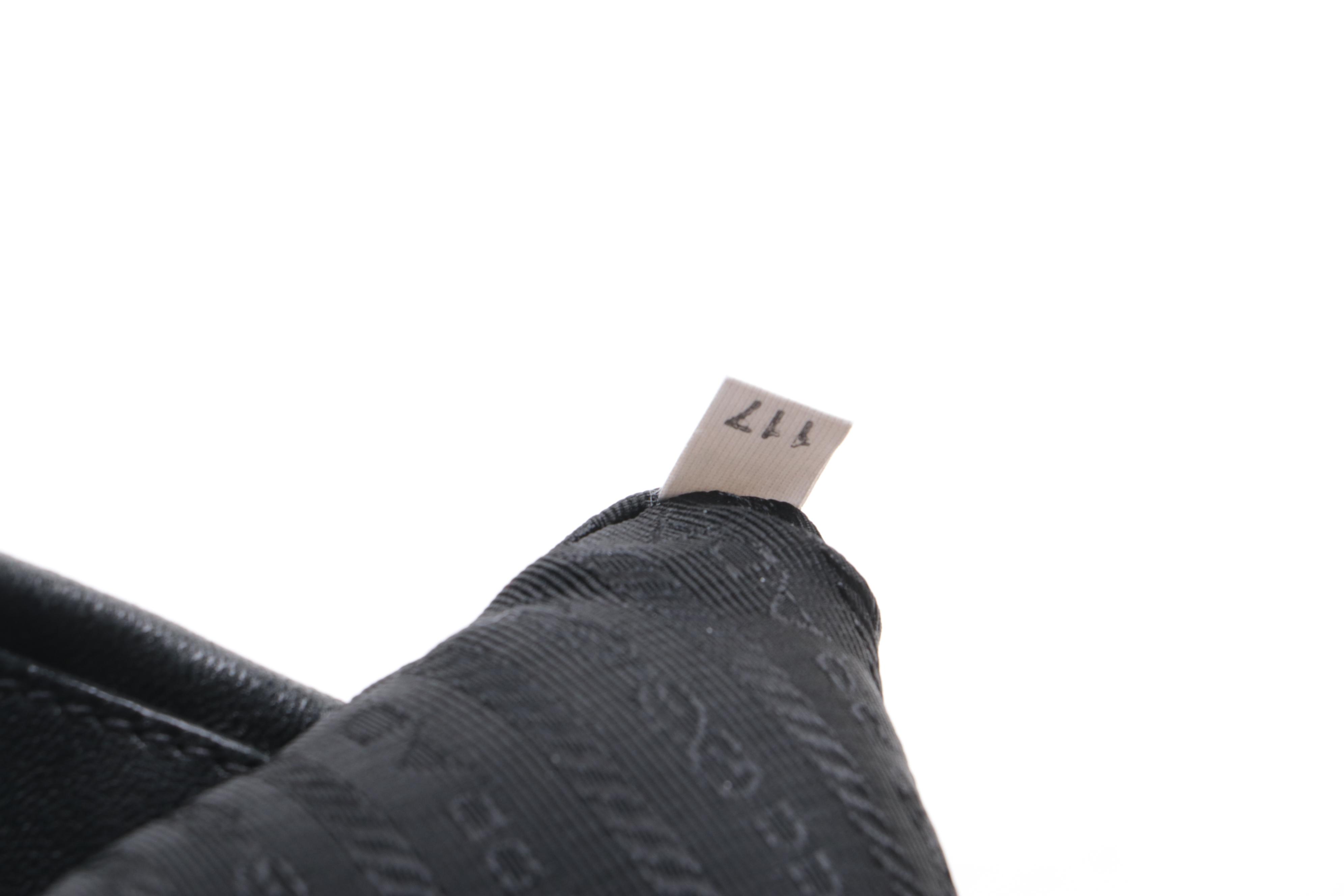 Prada Waves Chain-Link Shoulder Tote in Black Tessuto Nylon and Nappa Leather