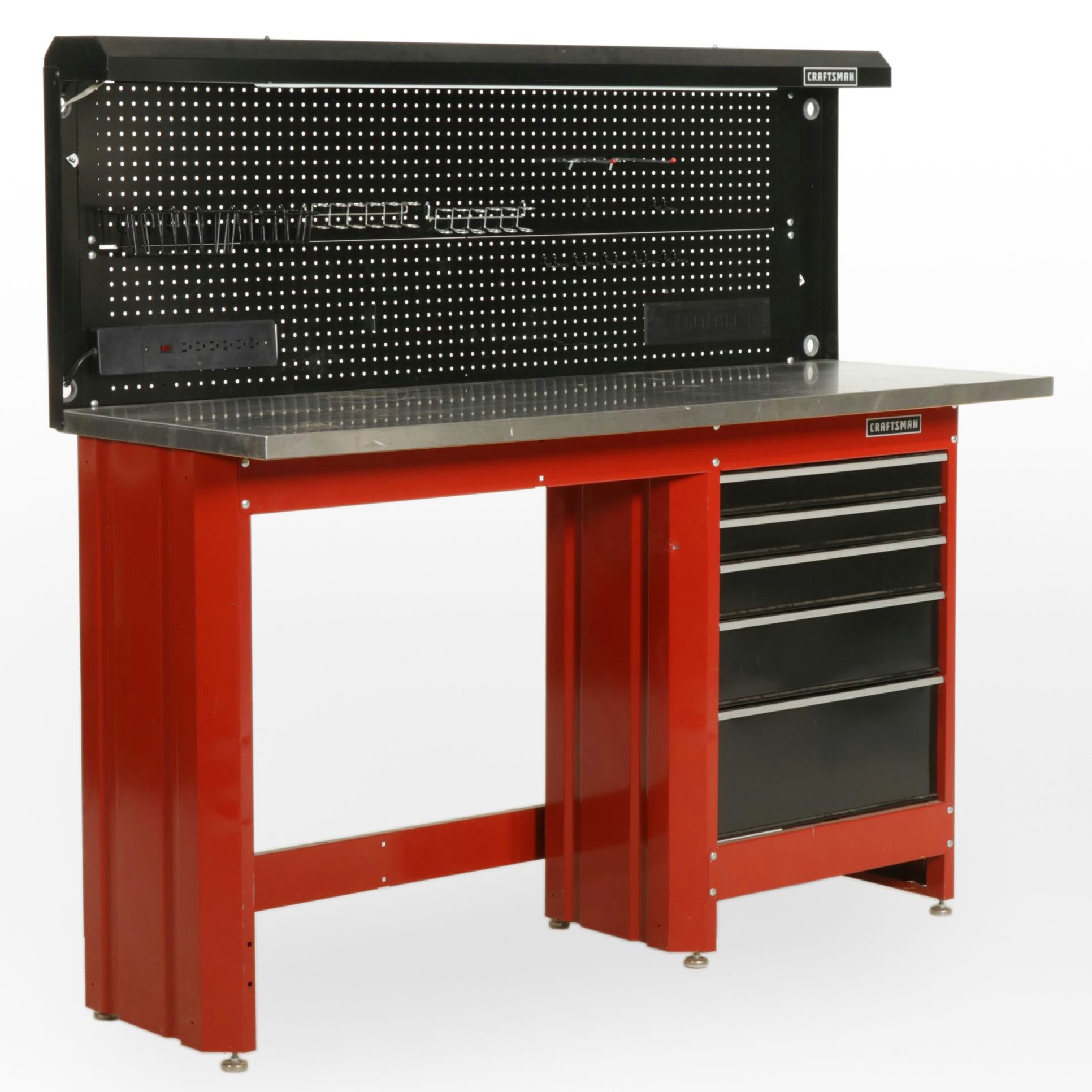 Craftsman Metal Frame Work Bench with Tool Drawers and Hand Tools