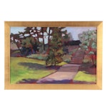 Wooded Landscape Oil Painting of Stairway