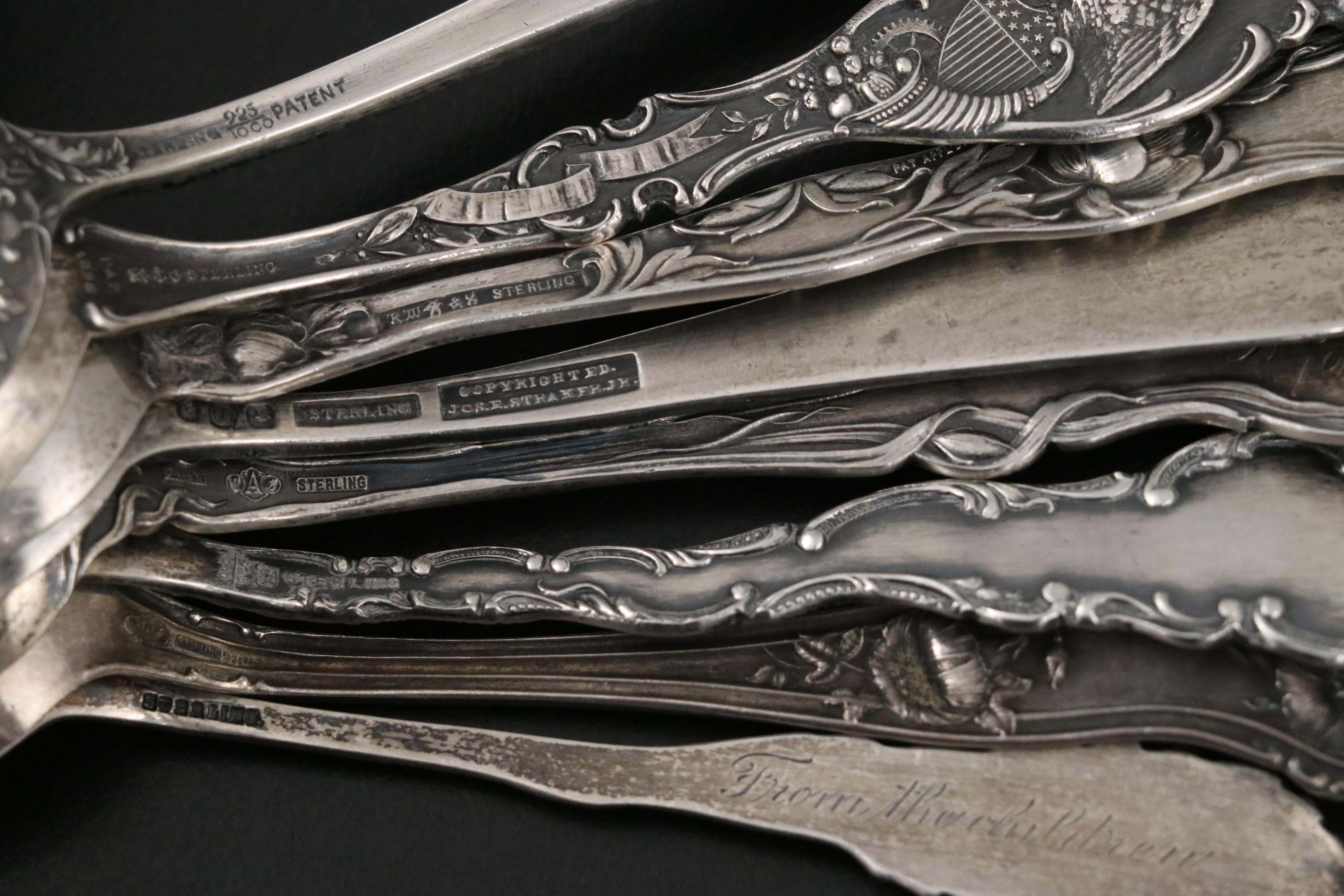 Gorham Sterling Silver Flatware and Souvenir Spoons with German 800 Silver Spoon