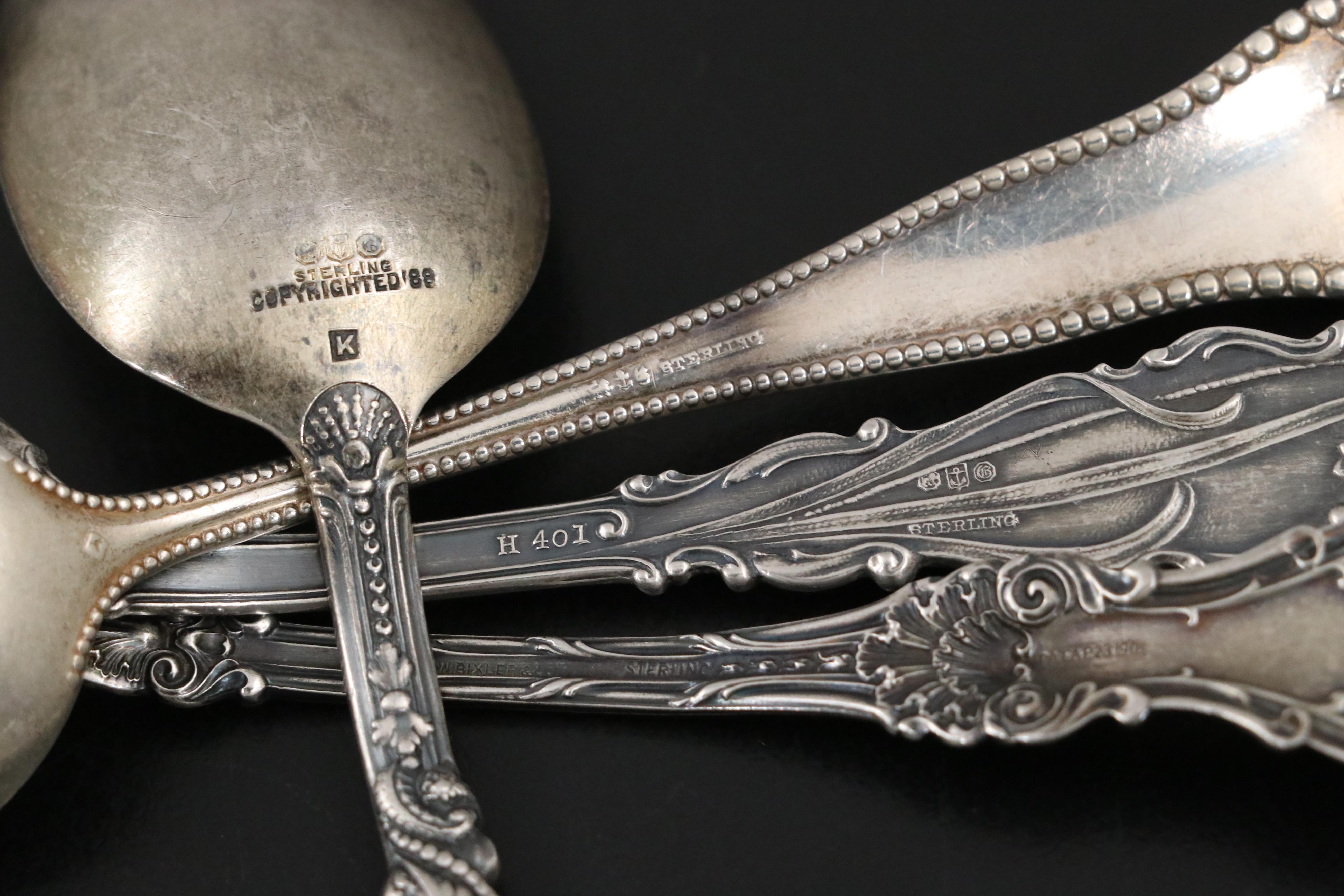 Gorham Sterling Silver Flatware and Souvenir Spoons with German 800 Silver Spoon