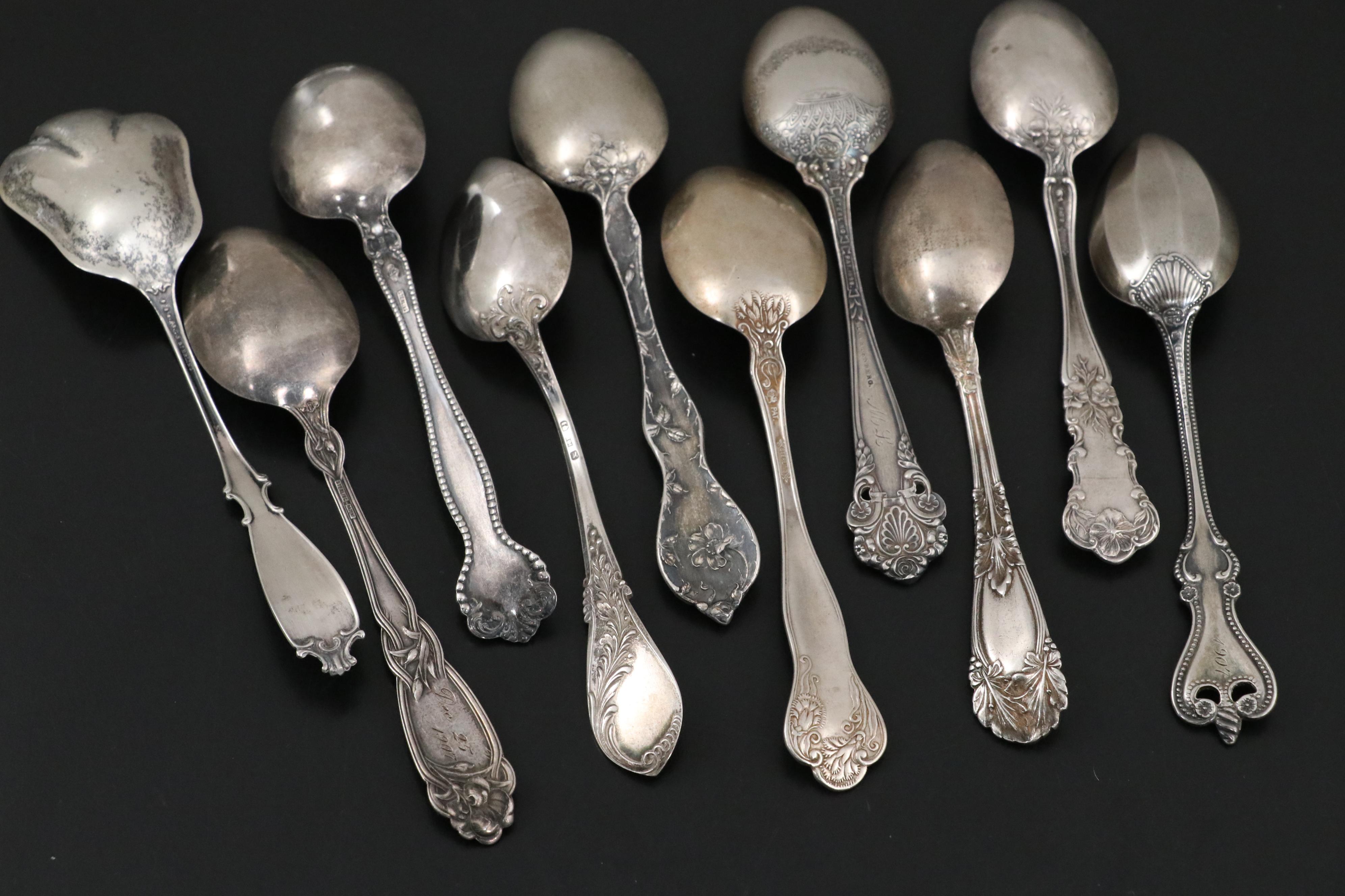 Gorham Sterling Silver Flatware and Souvenir Spoons with German 800 Silver Spoon