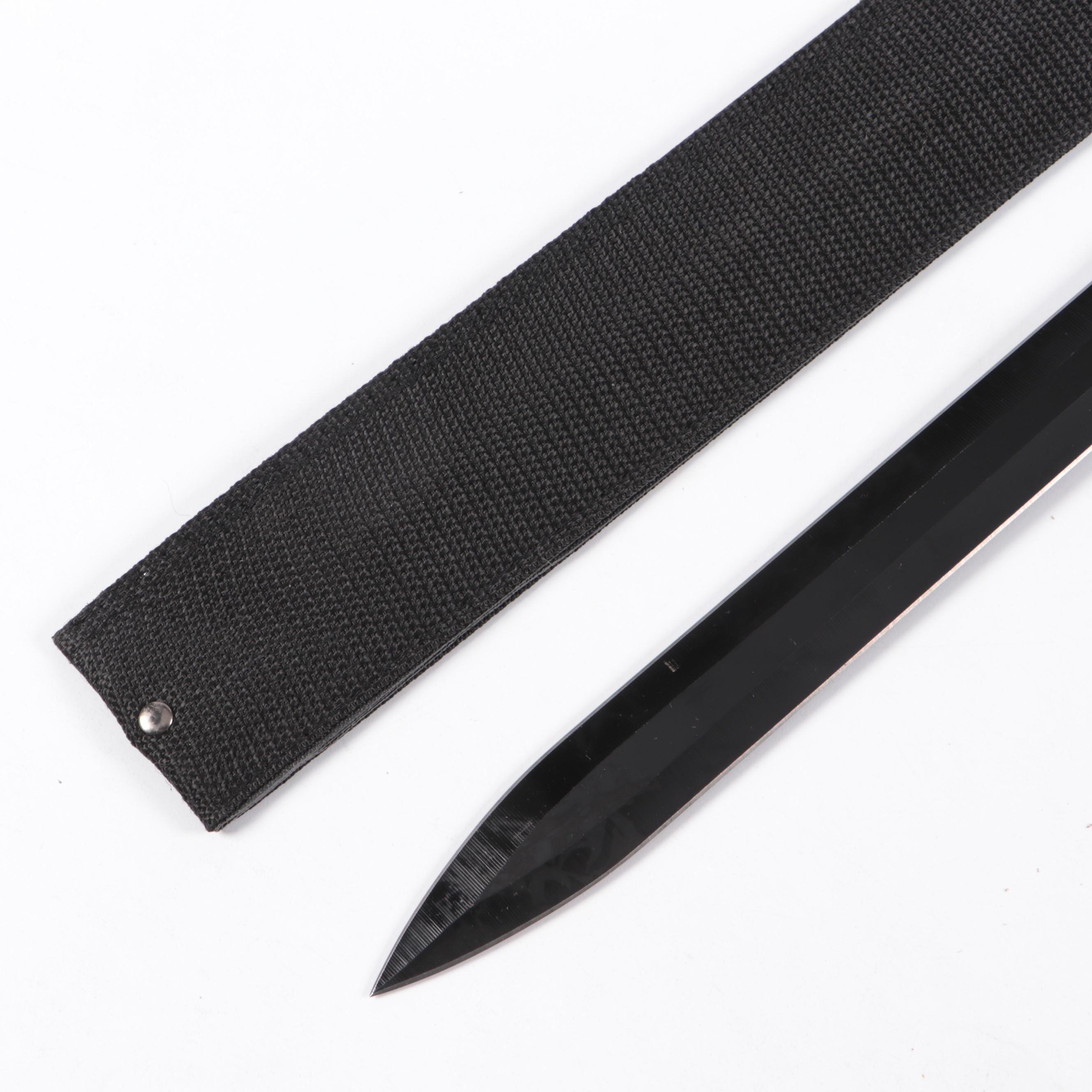 Snake Eye Wood Handled Serrated Stainless Steel Blade Sword